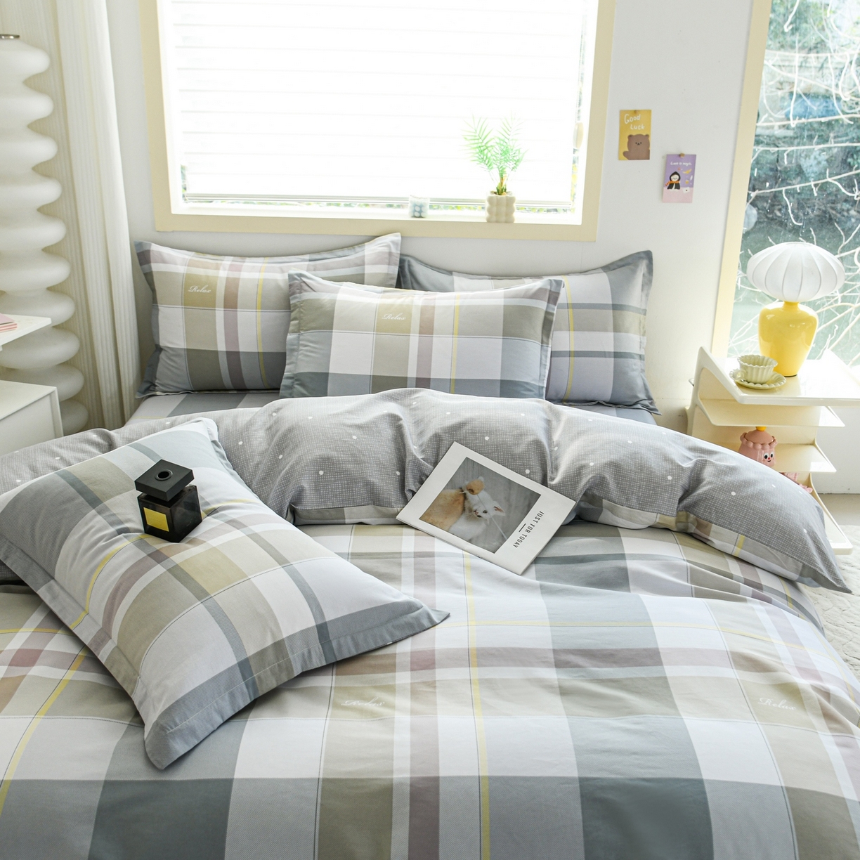 91家纺网 家纺一手货源 找家纺 缘舒家纺 2026新款全棉纯棉印花四件套 格韵