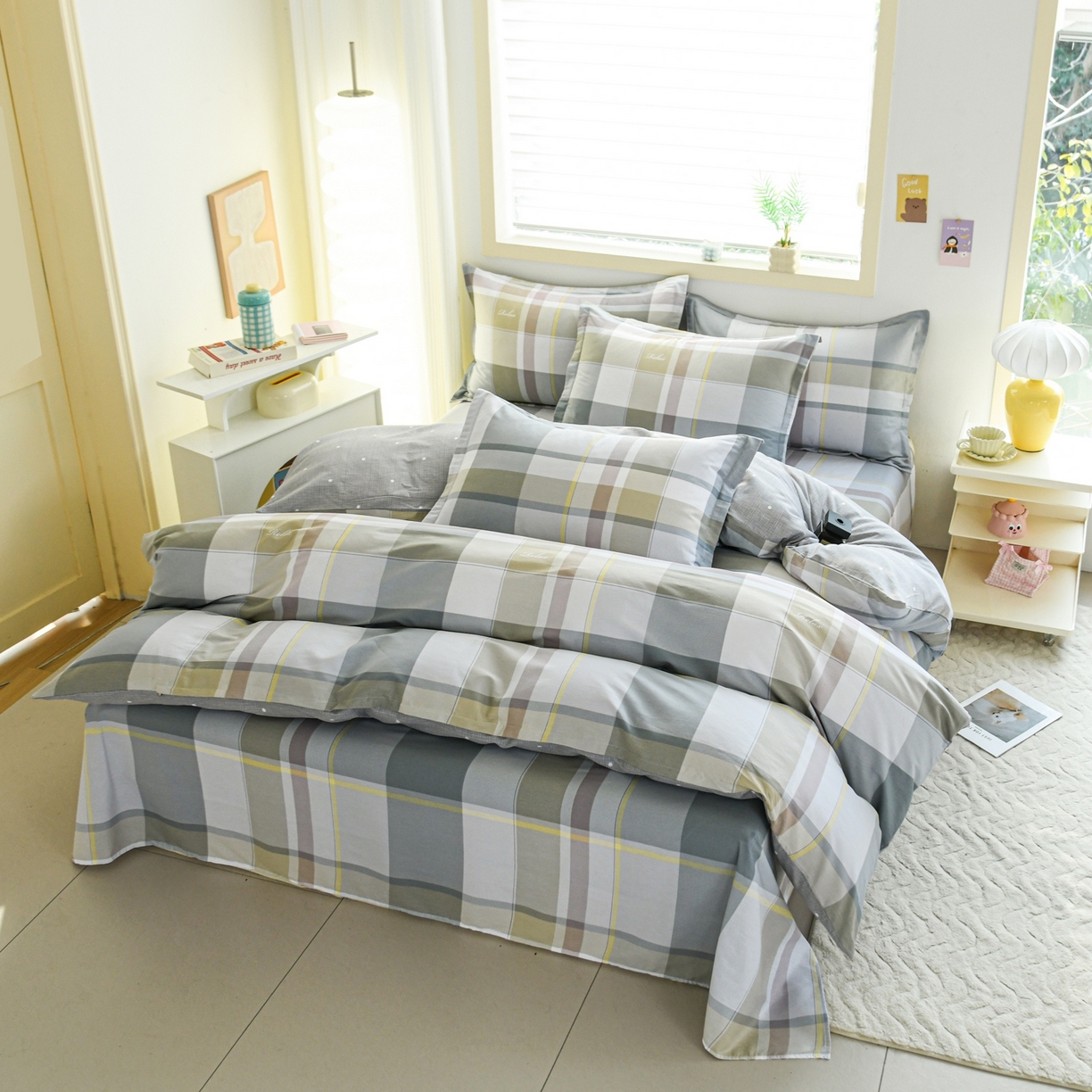 91家纺网 家纺一手货源 找家纺 缘舒家纺 2026新款全棉纯棉印花四件套 格韵