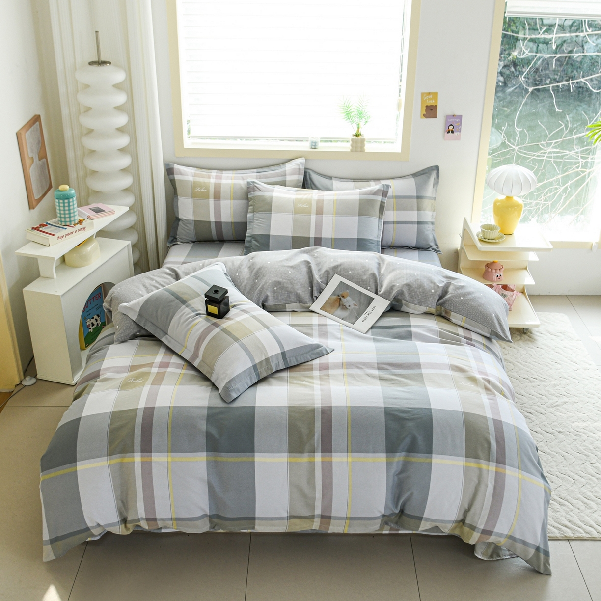 91家纺网 家纺一手货源 找家纺 缘舒家纺 2026新款全棉纯棉印花四件套 格韵