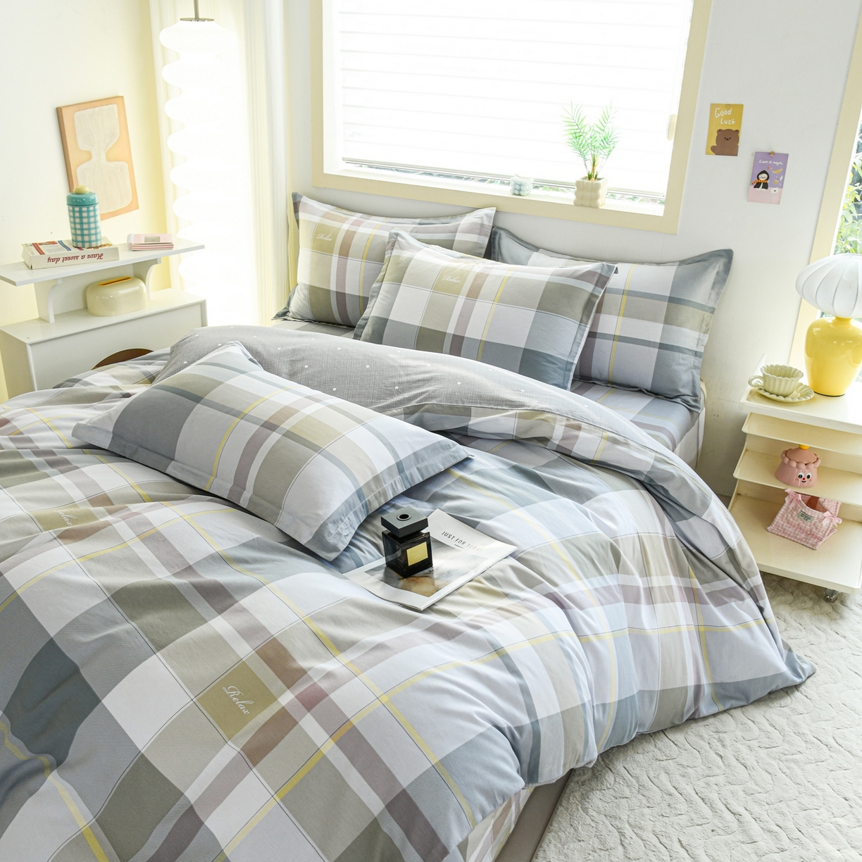 91家纺网 家纺一手货源 找家纺 缘舒家纺 2026新款全棉纯棉印花四件套 格韵