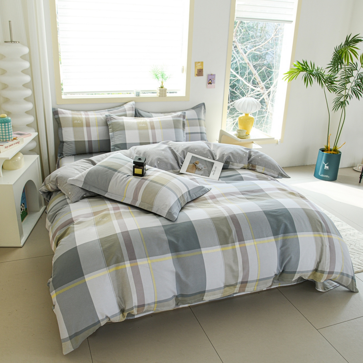 91家纺网 家纺一手货源 找家纺 缘舒家纺 2026新款全棉纯棉印花四件套 格韵