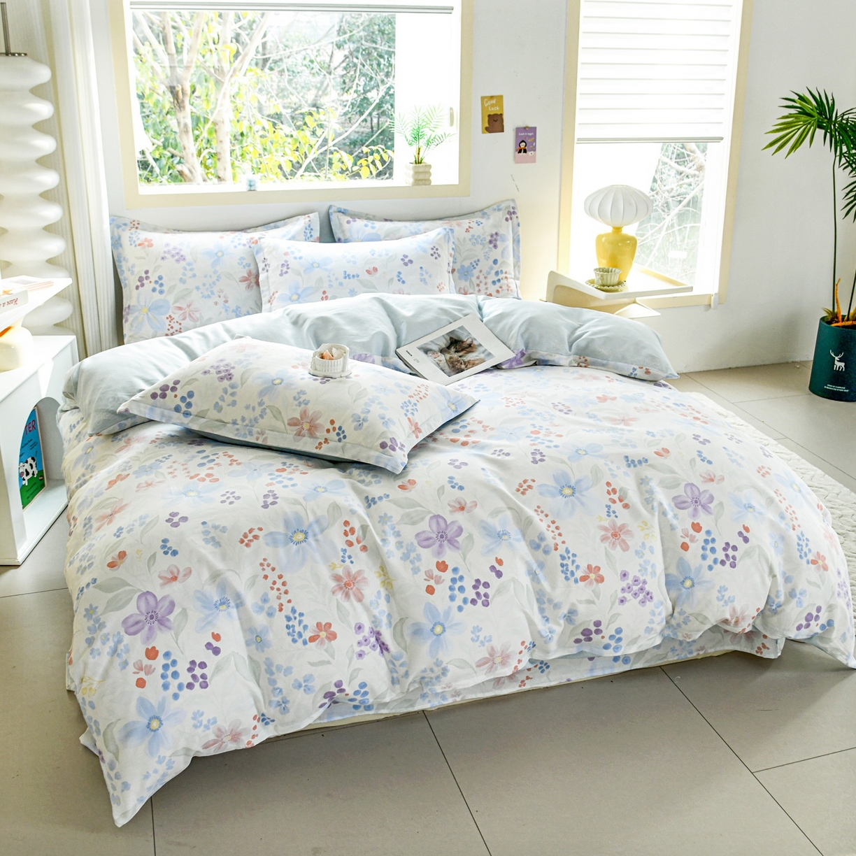 91家纺网 家纺一手货源 找家纺 缘舒家纺 2026新款全棉纯棉印花四件套 花卉类-茉屿-大板