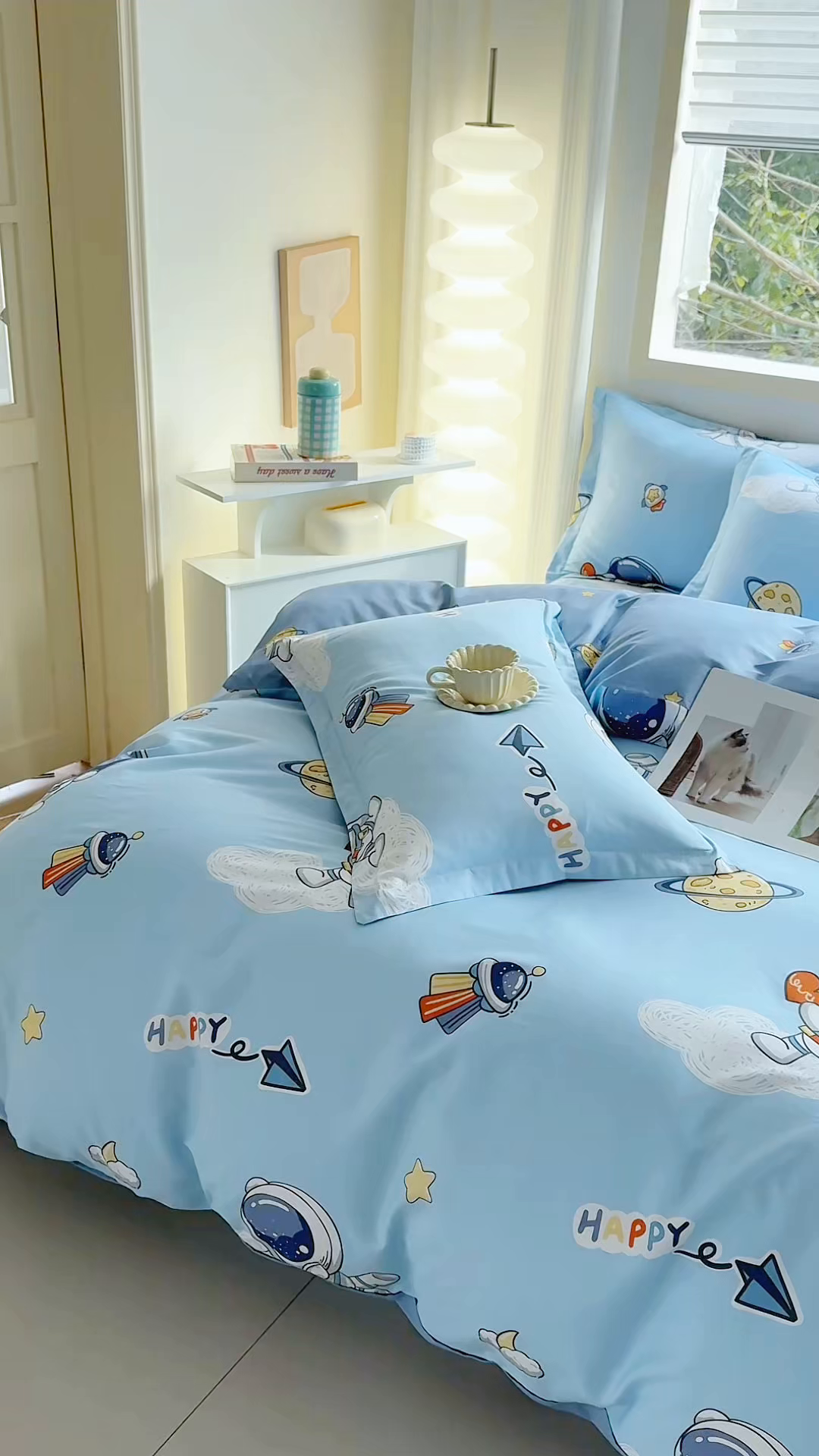 91家纺网 家纺一手货源 找家纺 缘舒家纺 2026新款全棉纯棉印花四件套 卡通类-太空奇遇-大板