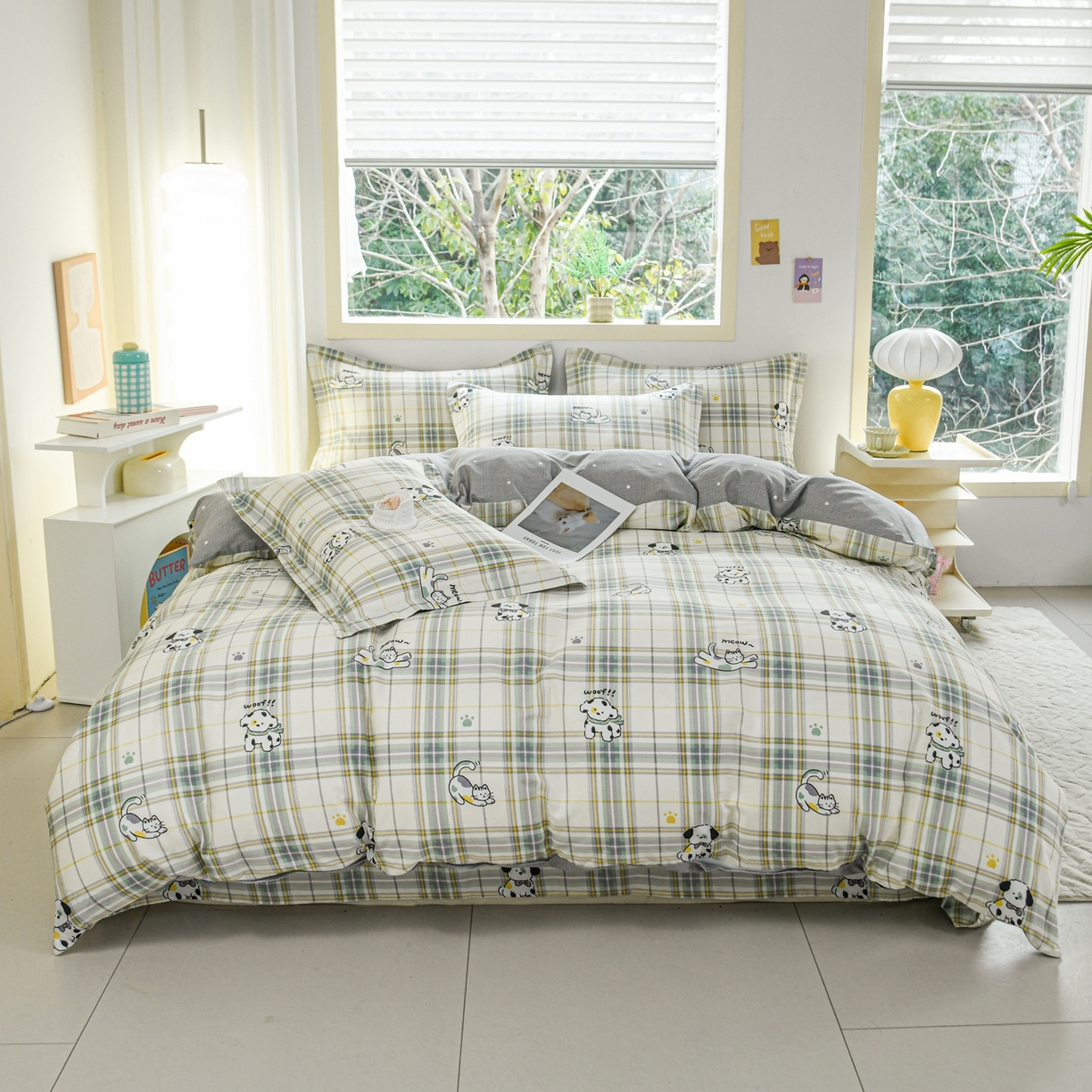 91家纺网 家纺一手货源 找家纺 缘舒家纺 2026新款全棉纯棉印花四件套 酷乐爱宠