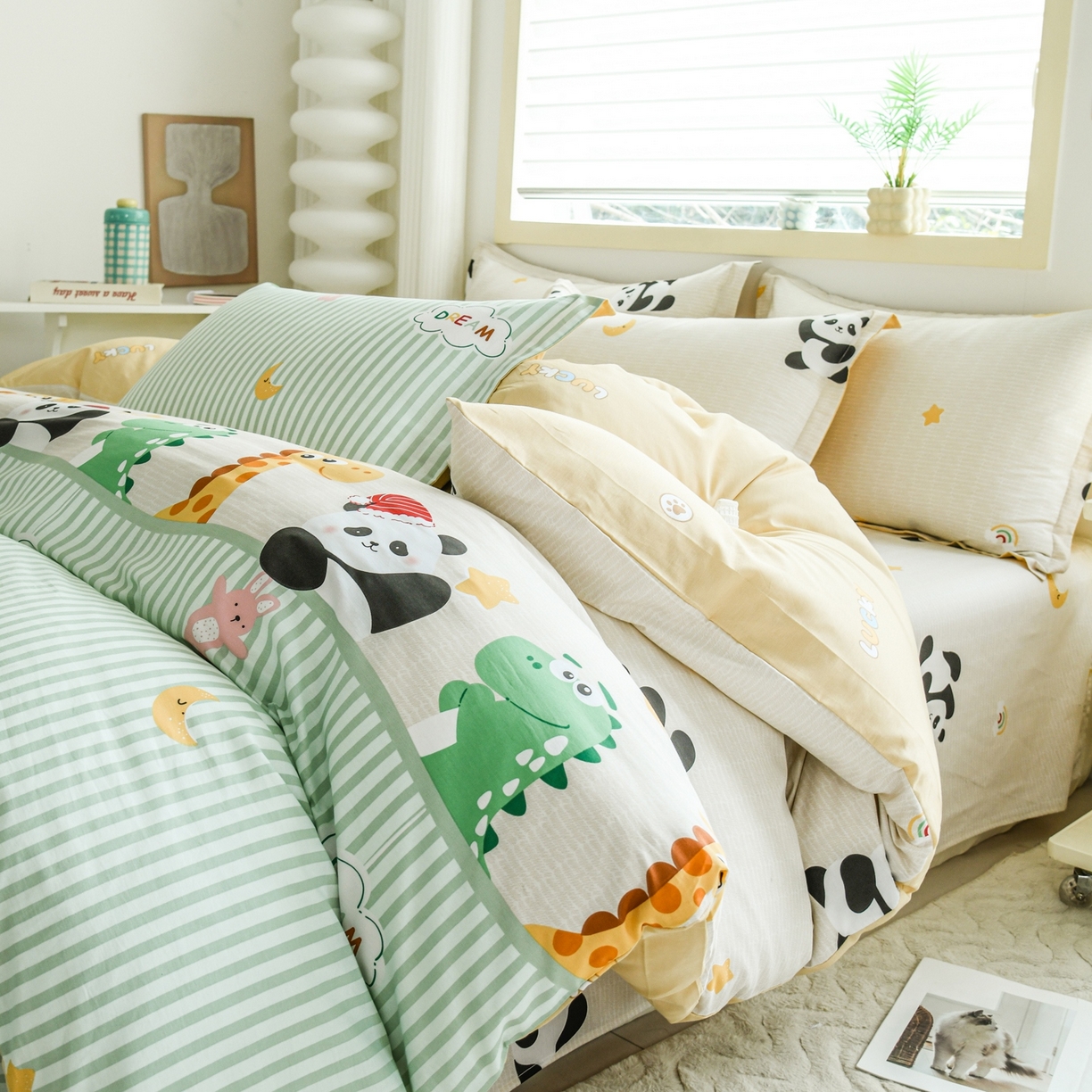 缘舒家纺 2026新款全棉纯棉印花四件套 萌宠乐园