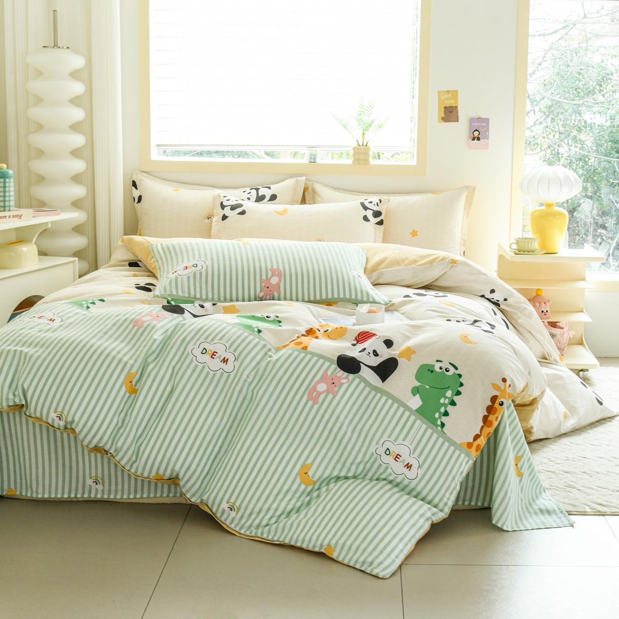 91家纺网 家纺一手货源 找家纺 缘舒家纺 2026新款全棉纯棉印花四件套 萌宠乐园