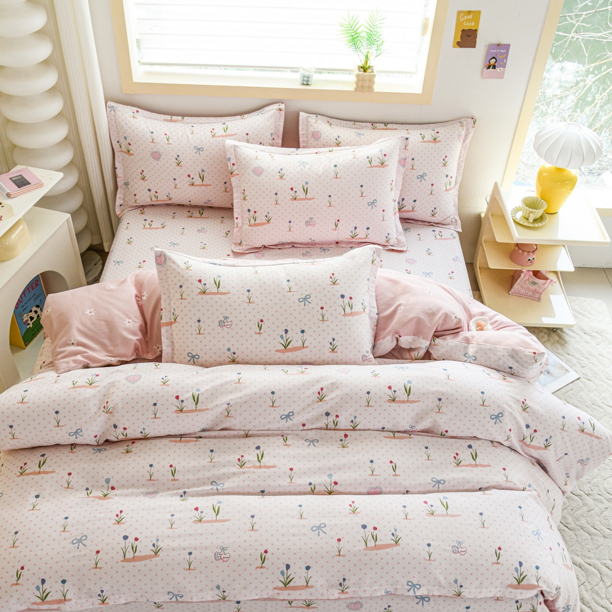 91家纺网 家纺一手货源 找家纺 缘舒家纺 2026新款全棉纯棉印花四件套 软萌芽芽