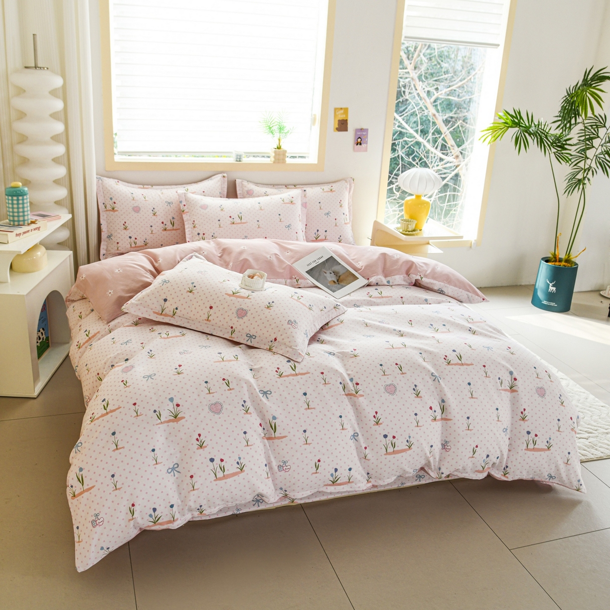 91家纺网 家纺一手货源 找家纺 缘舒家纺 2026新款全棉纯棉印花四件套 软萌芽芽