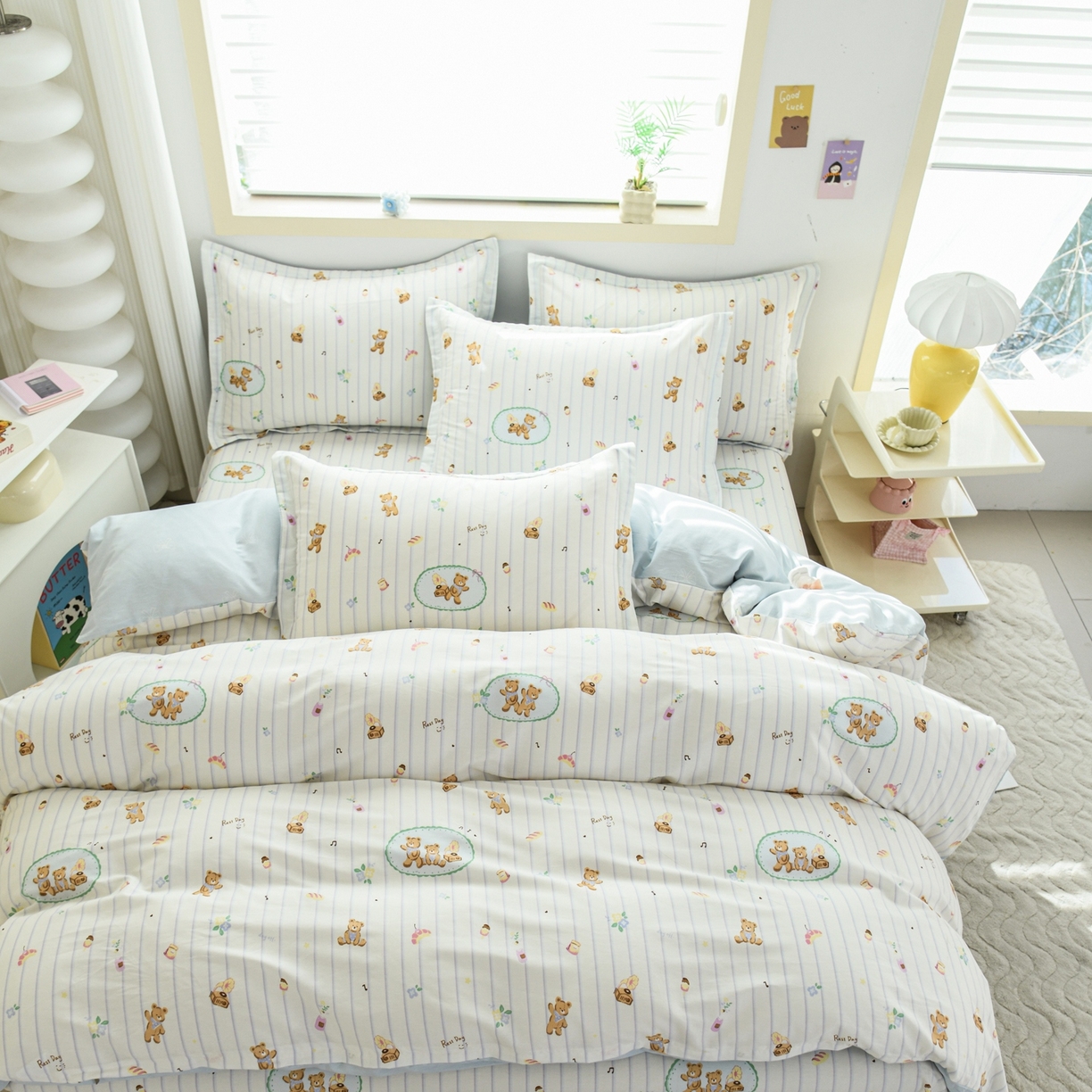 91家纺网 家纺一手货源 找家纺 缘舒家纺 2026新款全棉纯棉印花四件套 小熊假日