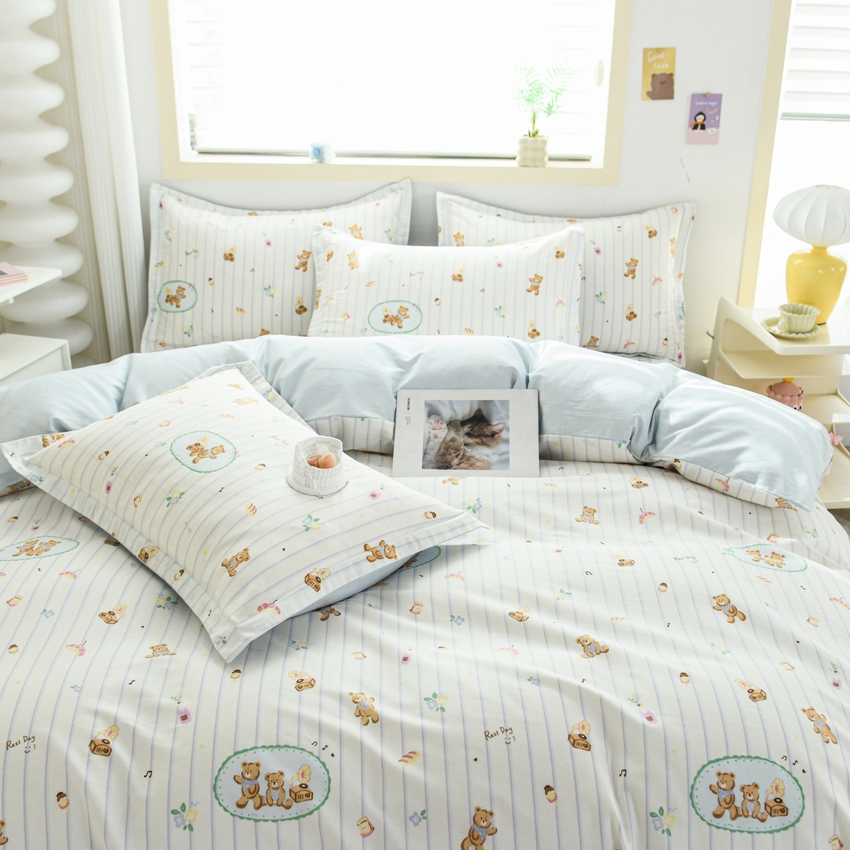 91家纺网 家纺一手货源 找家纺 缘舒家纺 2026新款全棉纯棉印花四件套 小熊假日