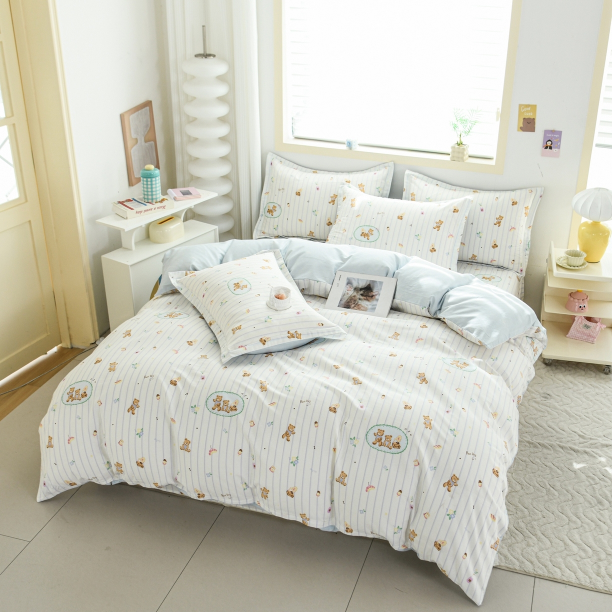 91家纺网 家纺一手货源 找家纺 缘舒家纺 2026新款全棉纯棉印花四件套 小熊假日