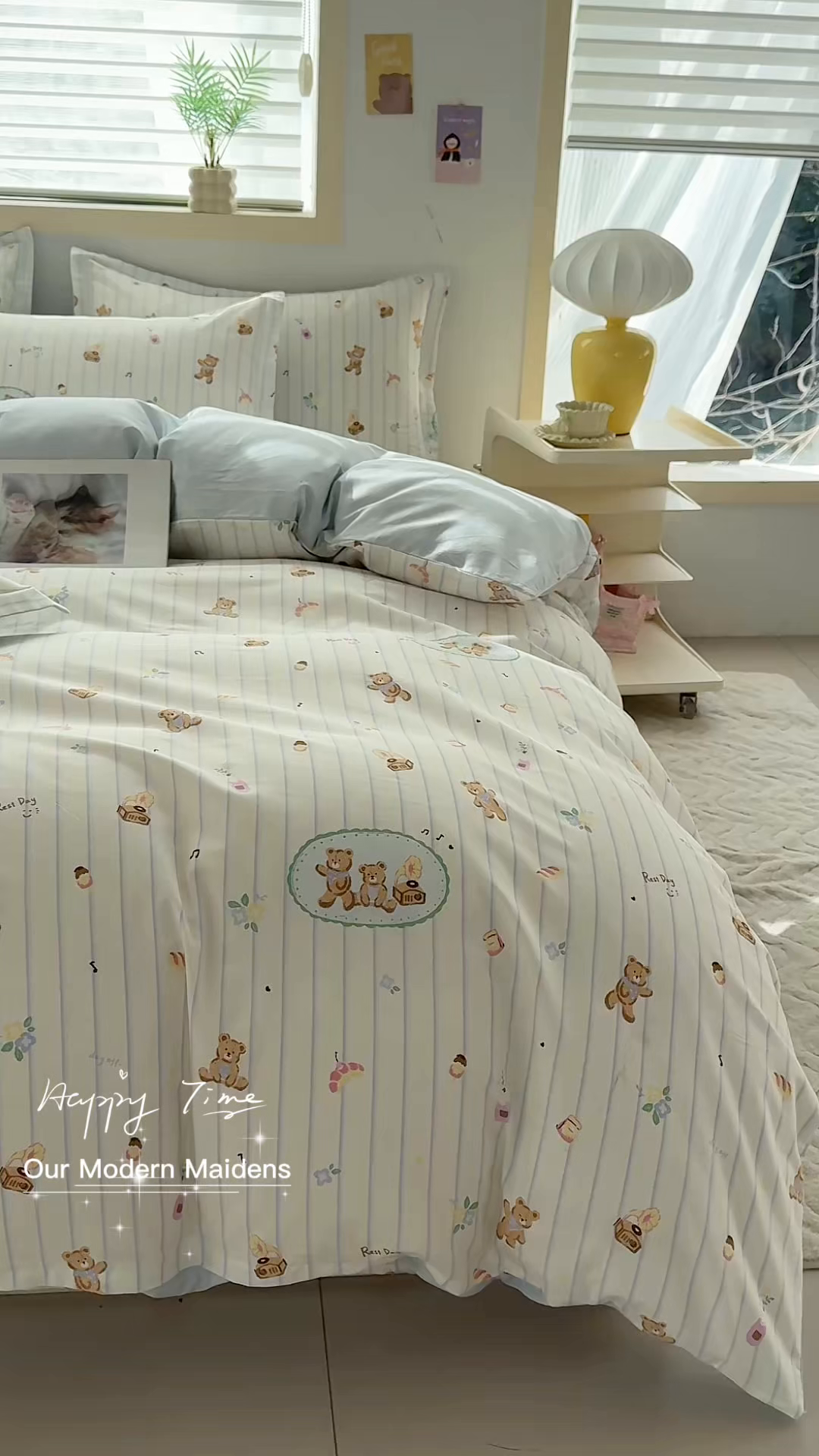 91家纺网 家纺一手货源 找家纺 缘舒家纺 2026新款全棉纯棉印花四件套 小熊假日