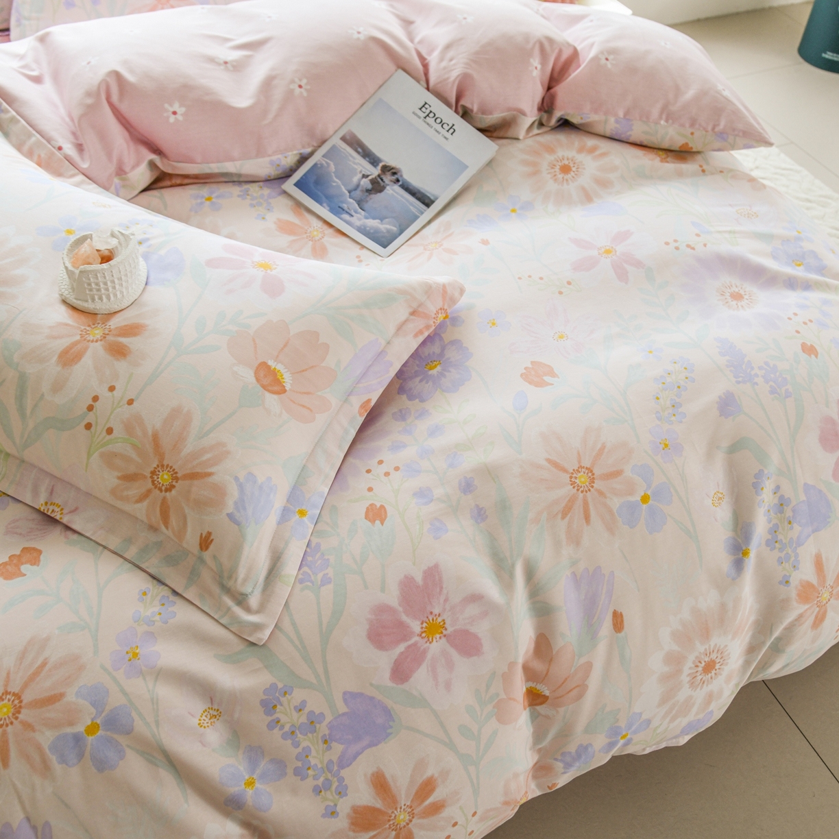 91家纺网 家纺一手货源 找家纺 缘舒家纺 2026新款全棉纯棉印花四件套 妍染