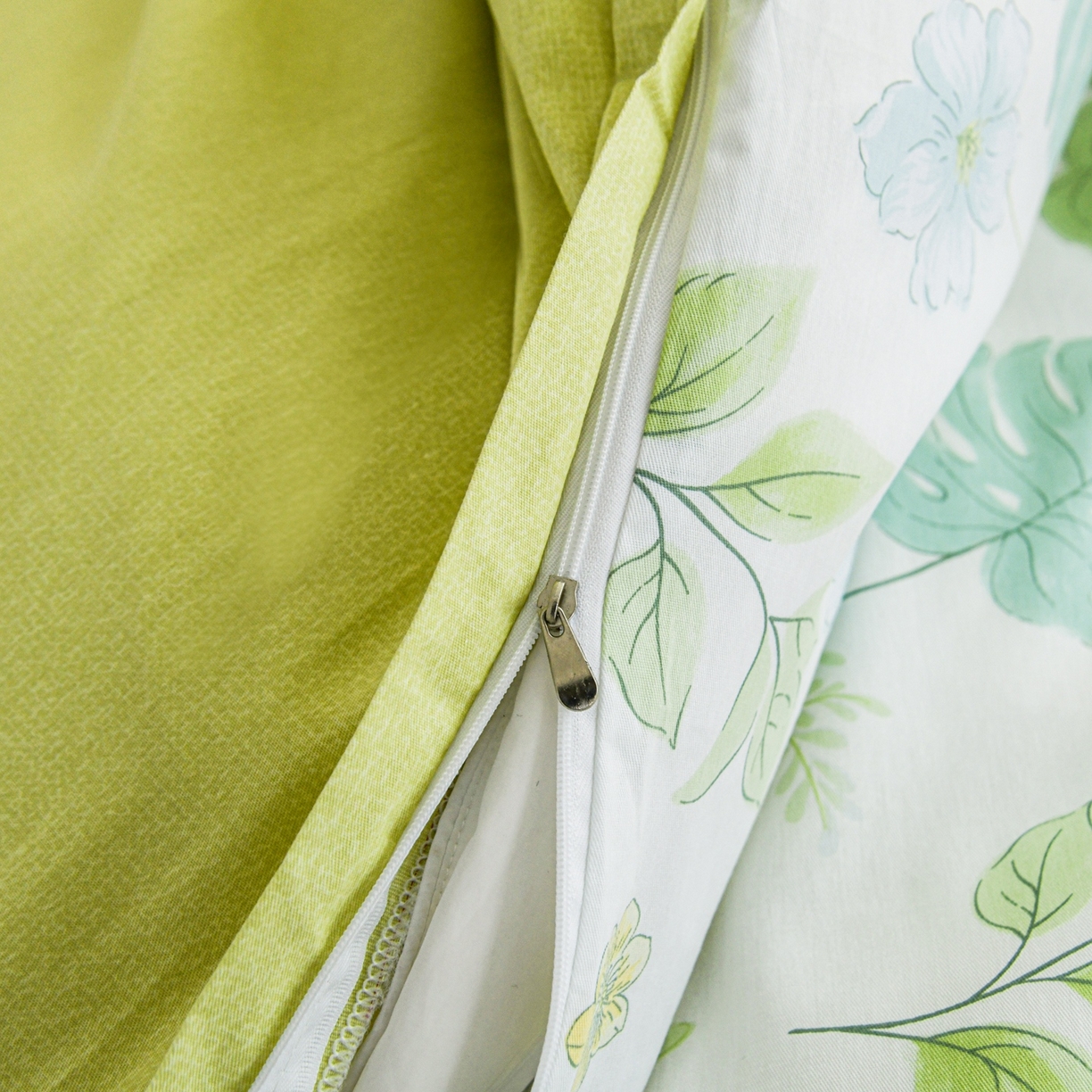 91家纺网 家纺一手货源 找家纺 缘舒家纺 2026新款全棉纯棉印花四件套 叶柔-绿