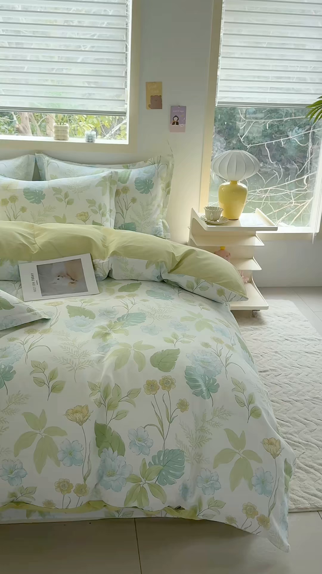 91家纺网 家纺一手货源 找家纺 缘舒家纺 2026新款全棉纯棉印花四件套 叶柔-绿