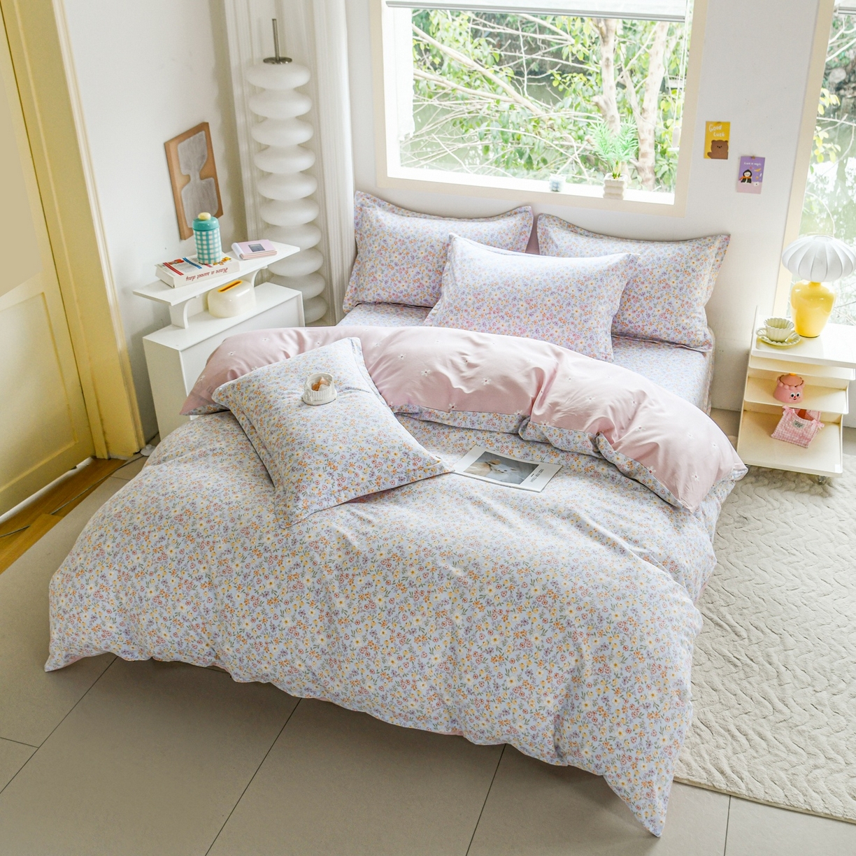 91家纺网 家纺一手货源 找家纺 缘舒家纺 2026新款全棉纯棉印花四件套 樱芝