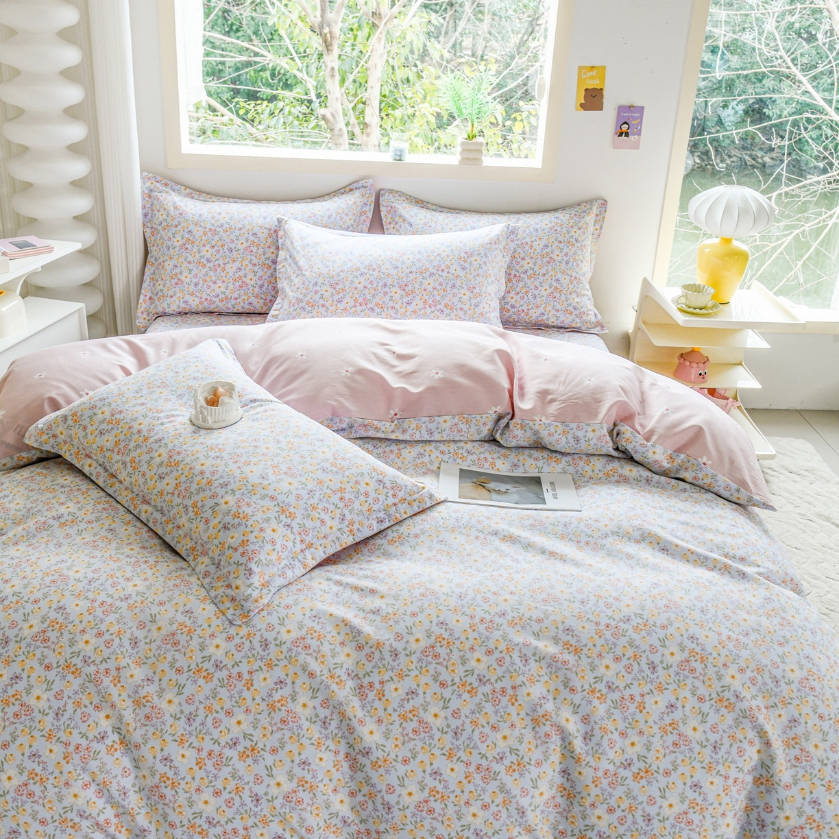 91家纺网 家纺一手货源 找家纺 缘舒家纺 2026新款全棉纯棉印花四件套 樱芝