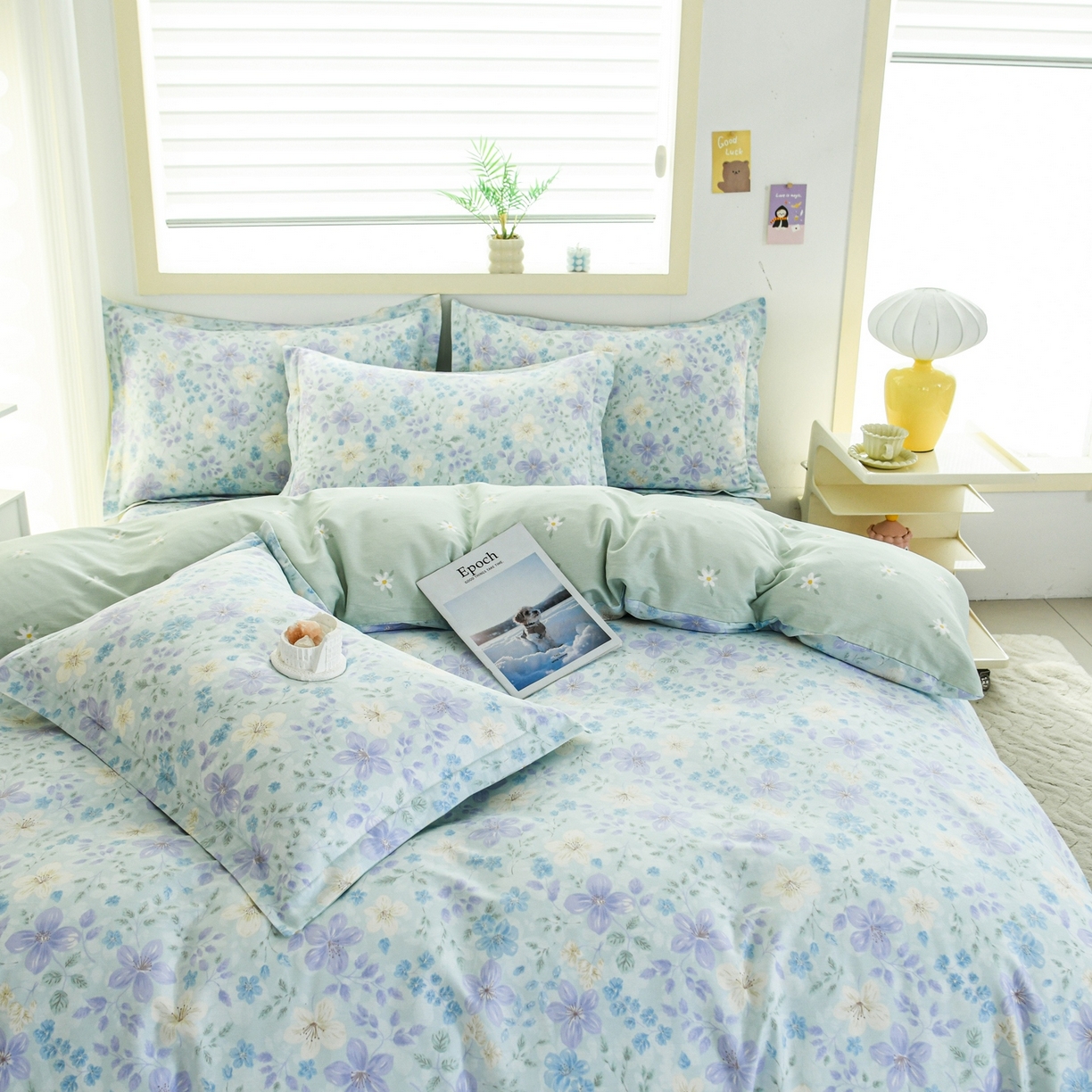 91家纺网 家纺一手货源 找家纺 缘舒家纺 2026新款全棉纯棉印花四件套 月泱