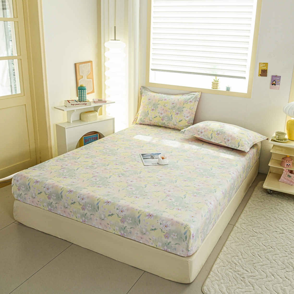 91家纺网 家纺一手货源 找家纺 缘舒家纺 2026新款全棉纯棉印花单床笠床笠单件 风堇