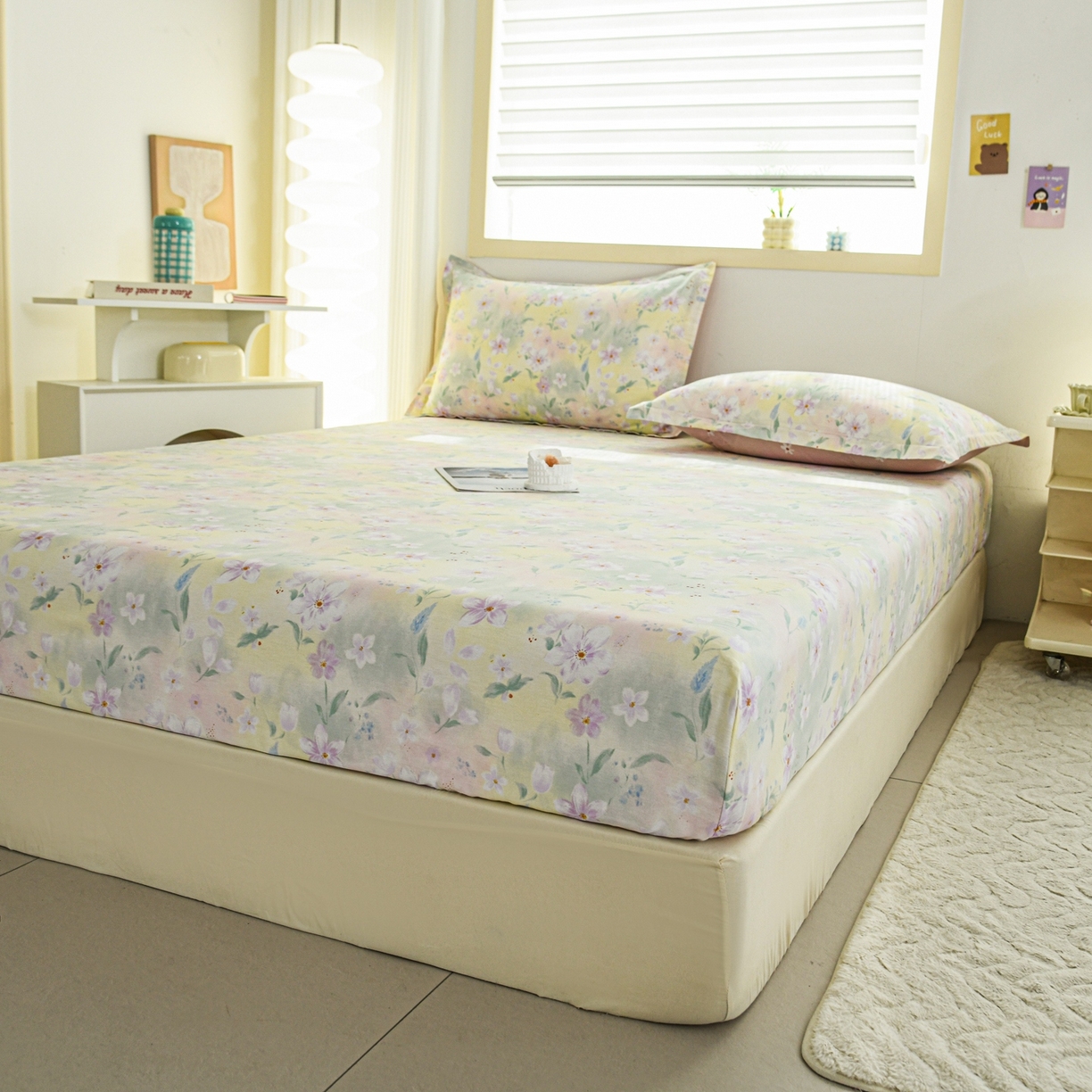 91家纺网 家纺一手货源 找家纺 缘舒家纺 2026新款全棉纯棉印花单床笠床笠单件 风堇