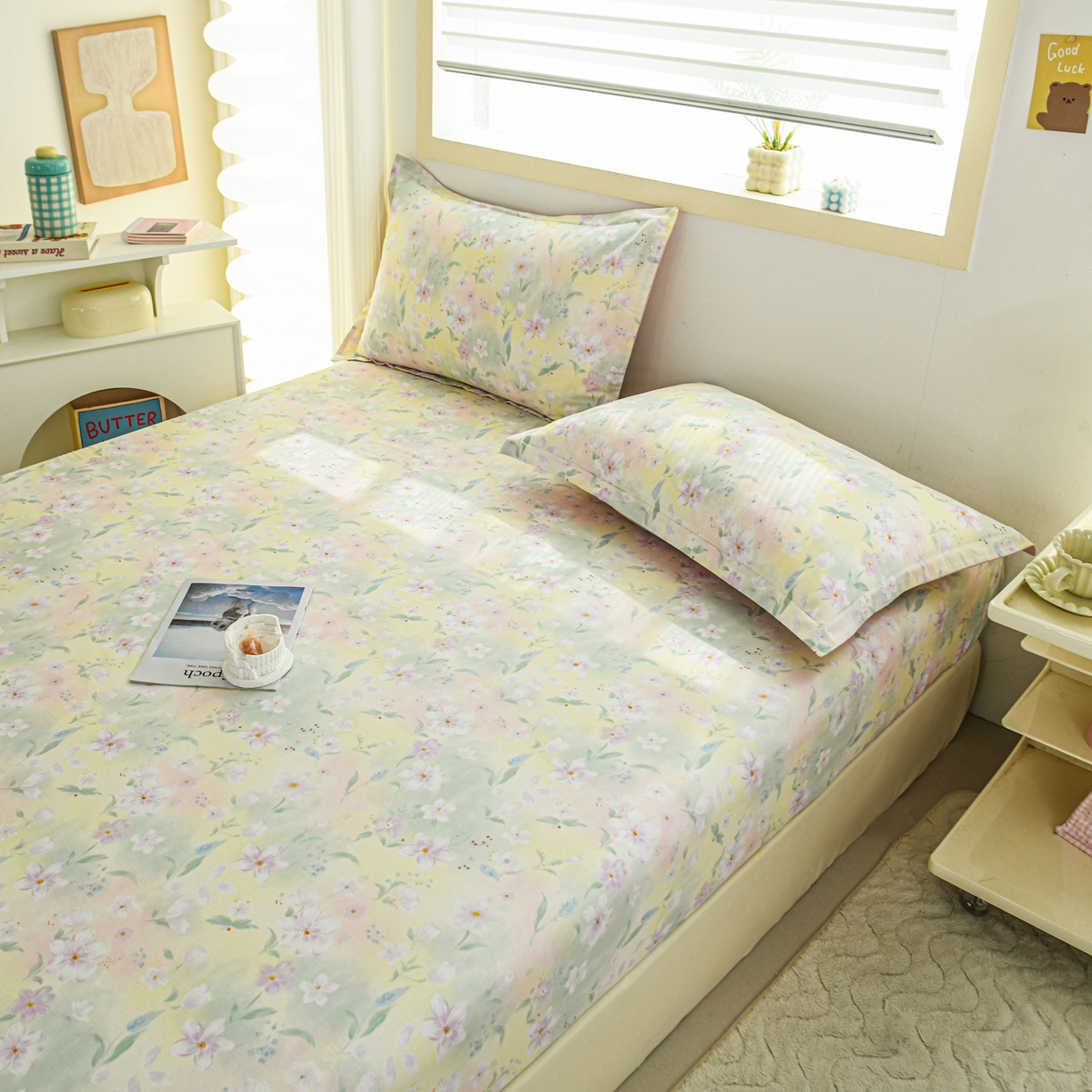 91家纺网 家纺一手货源 找家纺 缘舒家纺 2026新款全棉纯棉印花单床笠床笠单件 风堇