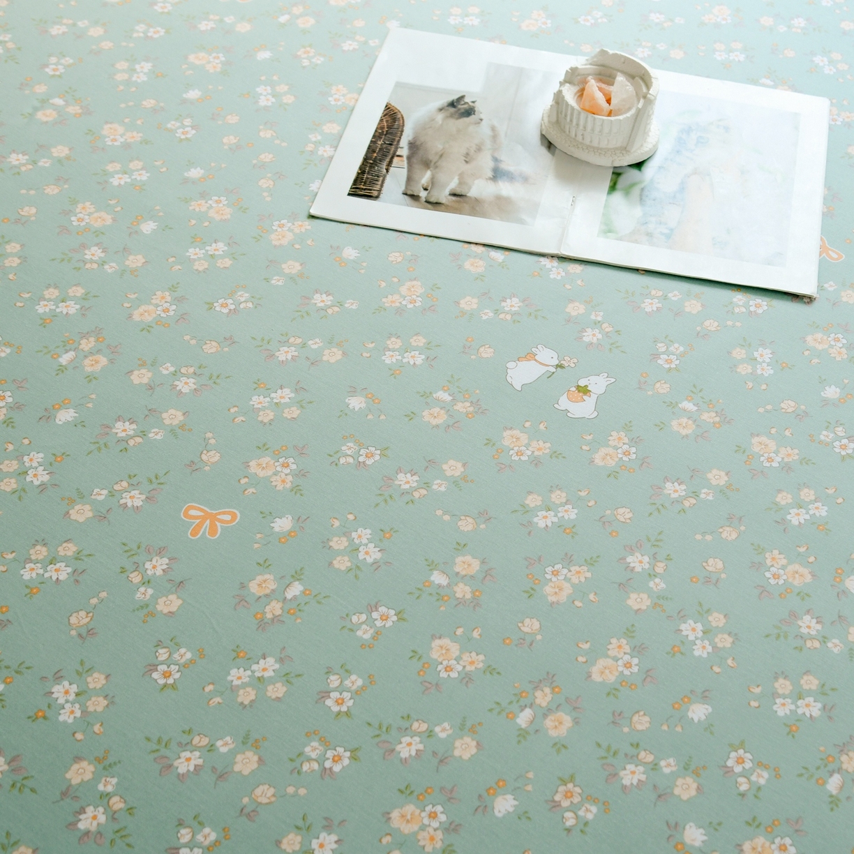 91家纺网 家纺一手货源 找家纺 缘舒家纺 2026新款全棉纯棉印花单床笠床笠单件 花间兔