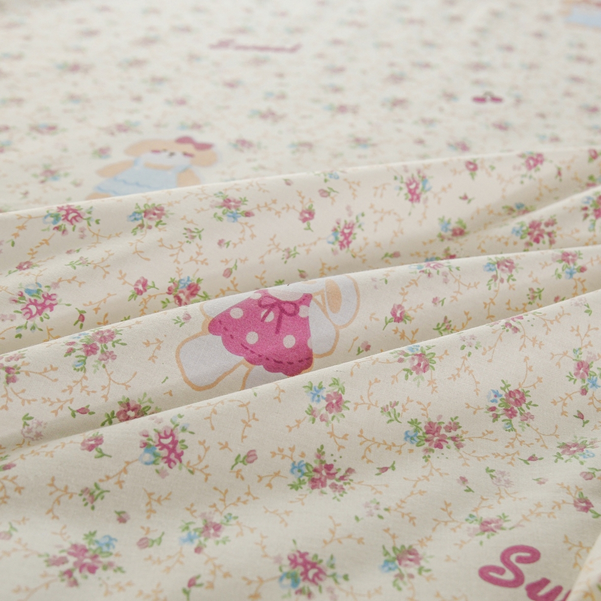 91家纺网 家纺一手货源 找家纺 缘舒家纺 2026新款全棉纯棉印花单床笠床笠单件 花寻觅兔-卡通类