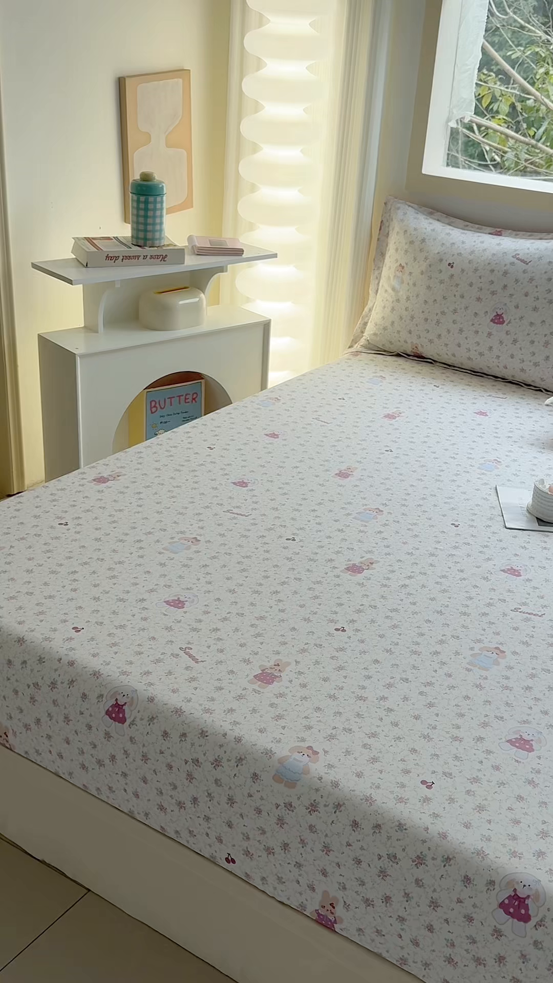 91家纺网 家纺一手货源 找家纺 缘舒家纺 2026新款全棉纯棉印花单床笠床笠单件 花寻觅兔-卡通类