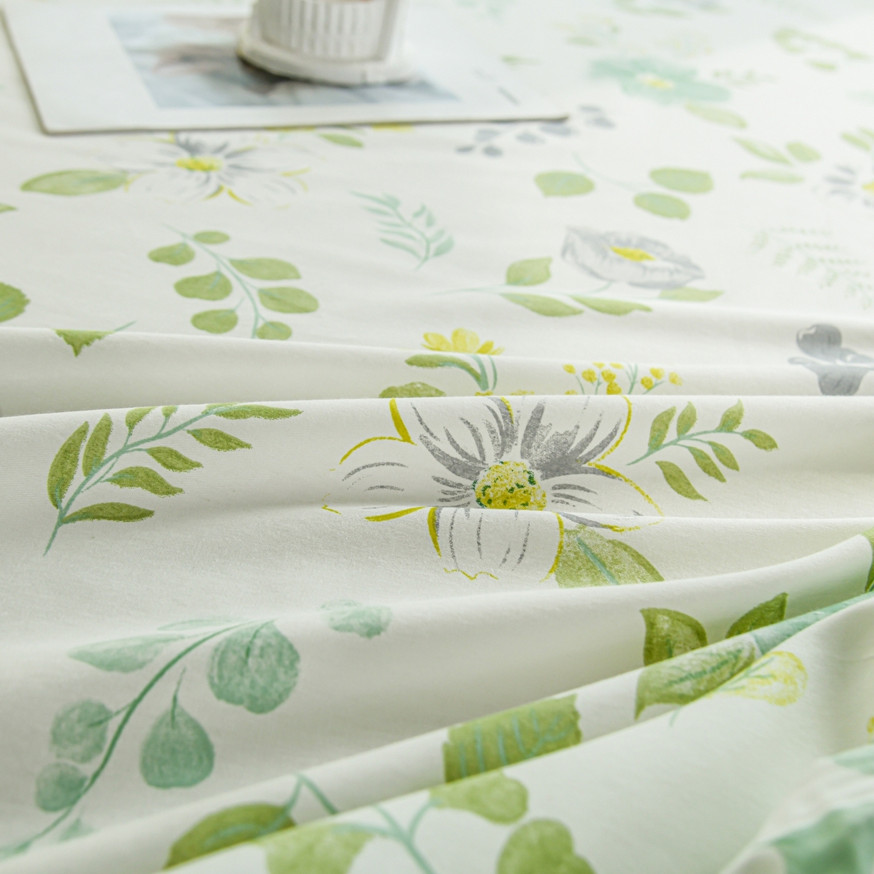 91家纺网 家纺一手货源 找家纺 缘舒家纺 2026新款全棉纯棉印花单床笠床笠单件 花韵花香-绿