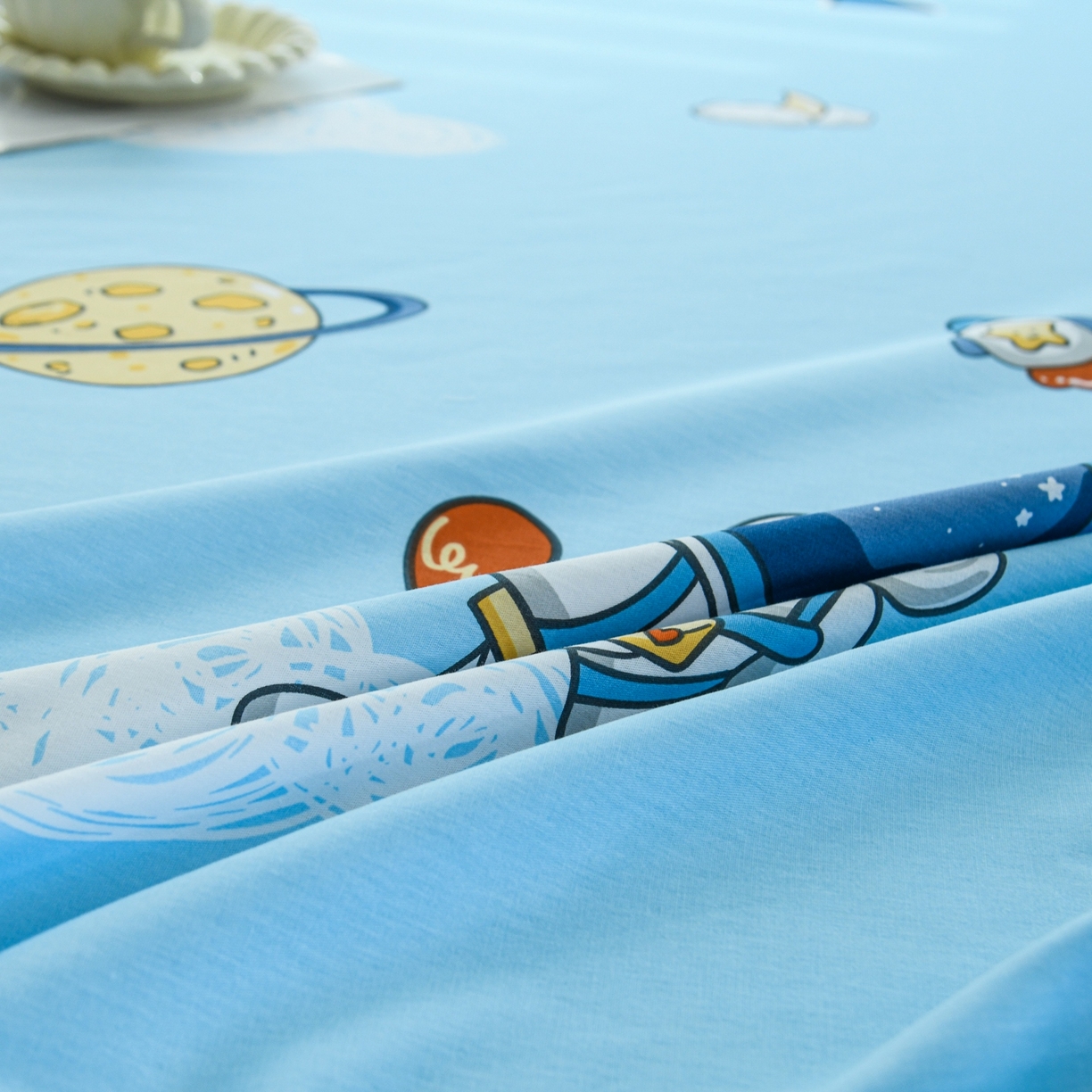 91家纺网 家纺一手货源 找家纺 缘舒家纺 2026新款全棉纯棉印花单床笠床笠单件 卡通类-太空奇遇-大板