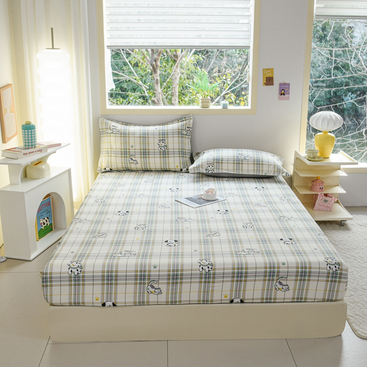 91家纺网 家纺一手货源 找家纺 缘舒家纺 2026新款全棉纯棉印花单床笠床笠单件 酷乐爱宠