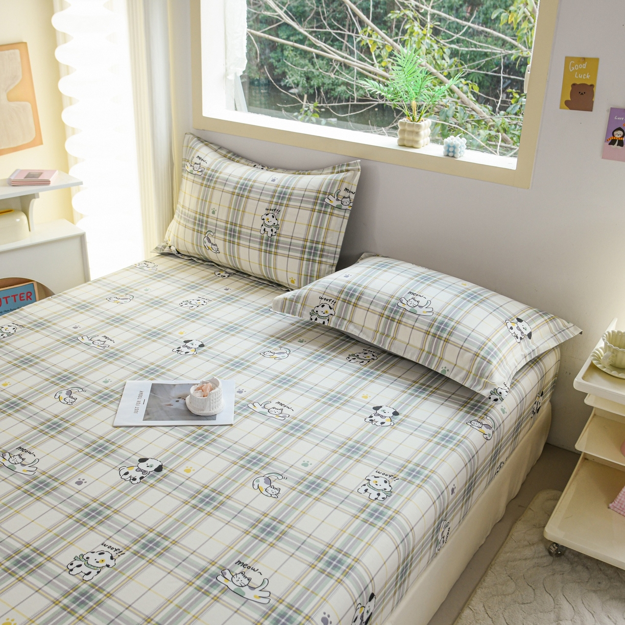 91家纺网 家纺一手货源 找家纺 缘舒家纺 2026新款全棉纯棉印花单床笠床笠单件 酷乐爱宠