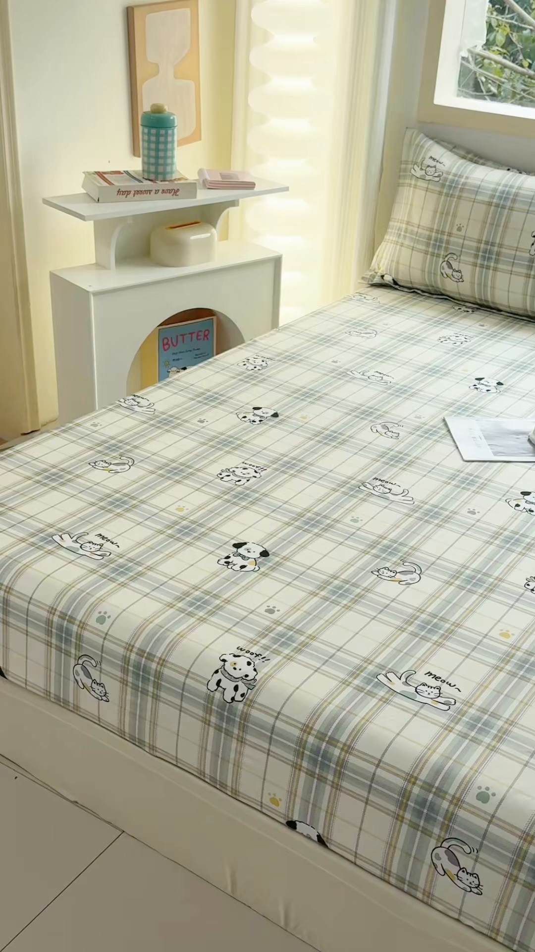 91家纺网 家纺一手货源 找家纺 缘舒家纺 2026新款全棉纯棉印花单床笠床笠单件 酷乐爱宠