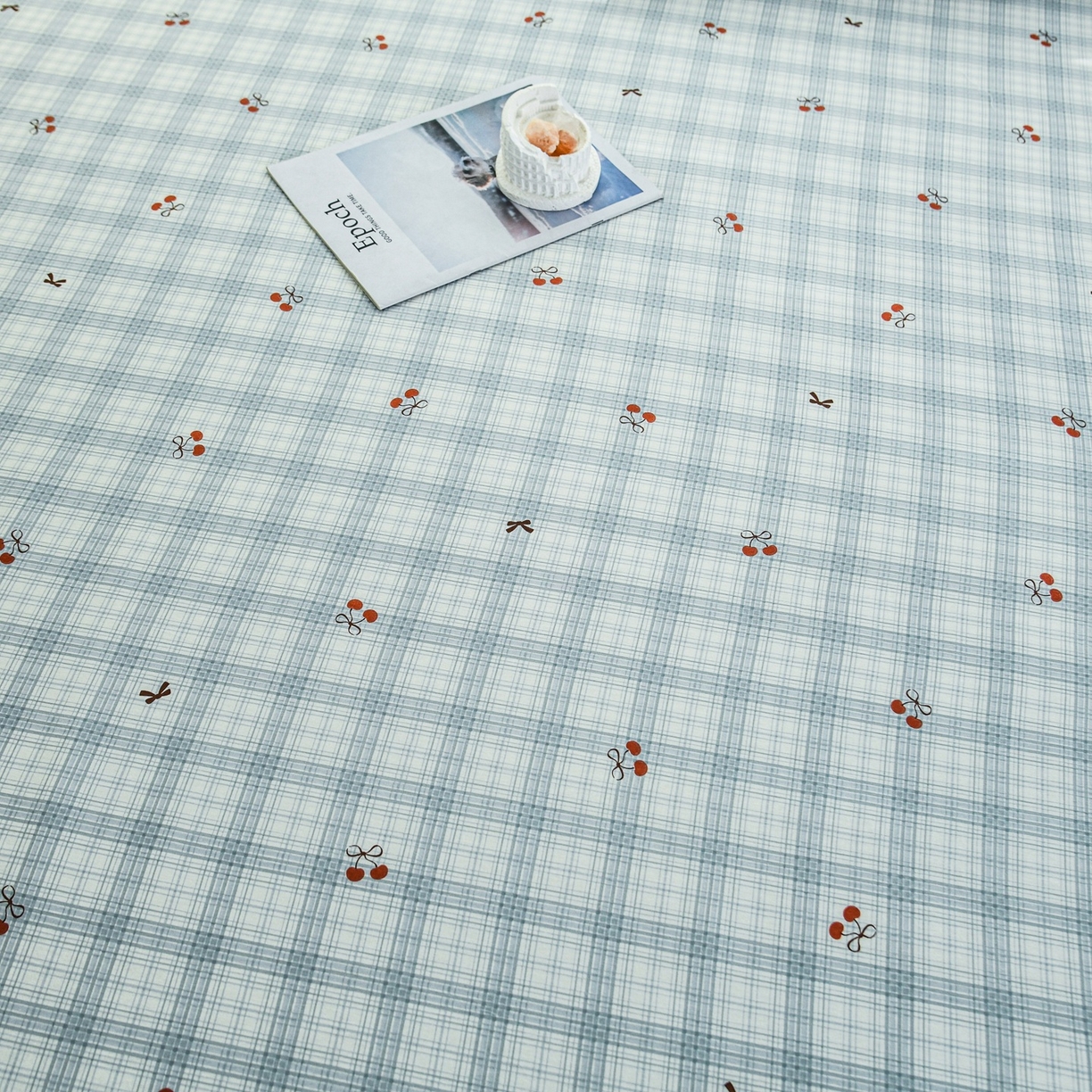 91家纺网 家纺一手货源 找家纺 缘舒家纺 2026新款全棉纯棉印花单床笠床笠单件 蓝格樱桃