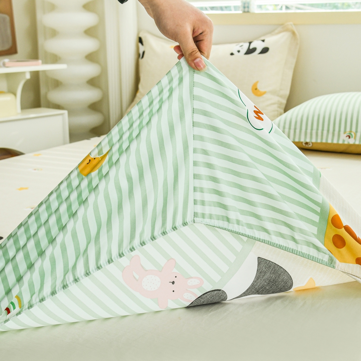 91家纺网 家纺一手货源 找家纺 缘舒家纺 2026新款全棉纯棉印花单床笠床笠单件 萌宠乐园