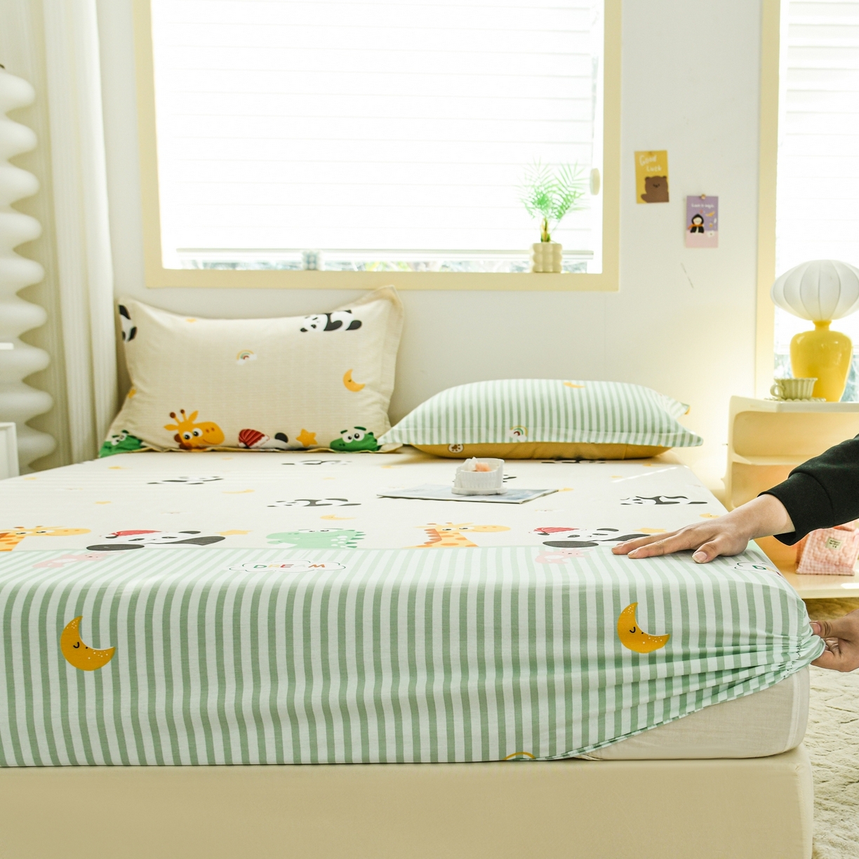 91家纺网 家纺一手货源 找家纺 缘舒家纺 2026新款全棉纯棉印花单床笠床笠单件 萌宠乐园