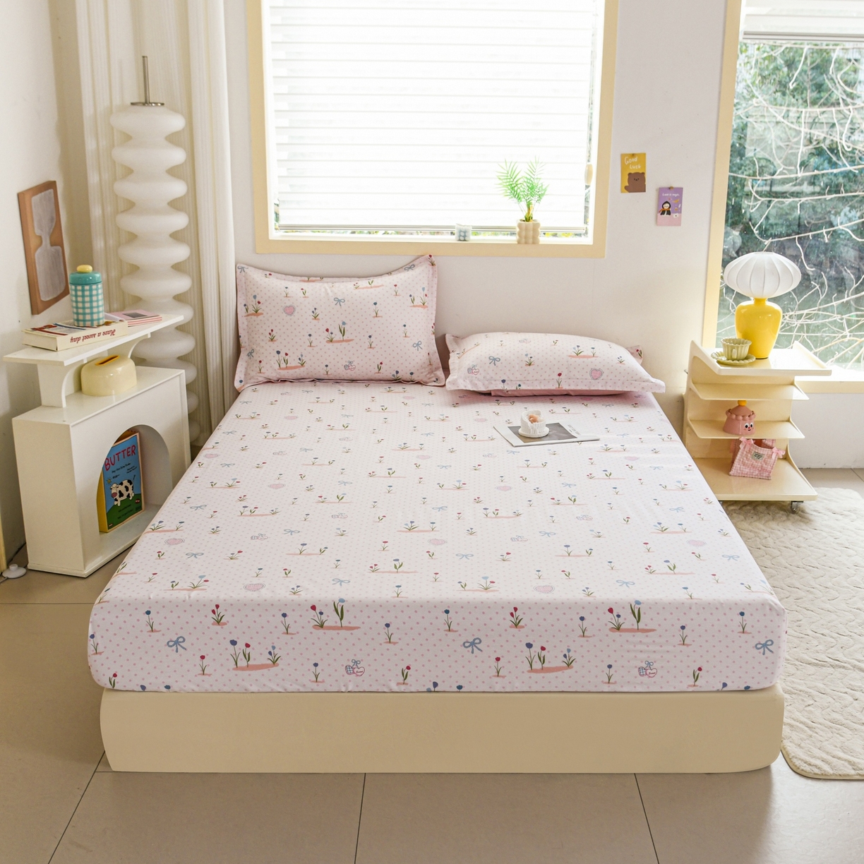 91家纺网 家纺一手货源 找家纺 缘舒家纺 2026新款全棉纯棉印花单床笠床笠单件 软萌芽芽