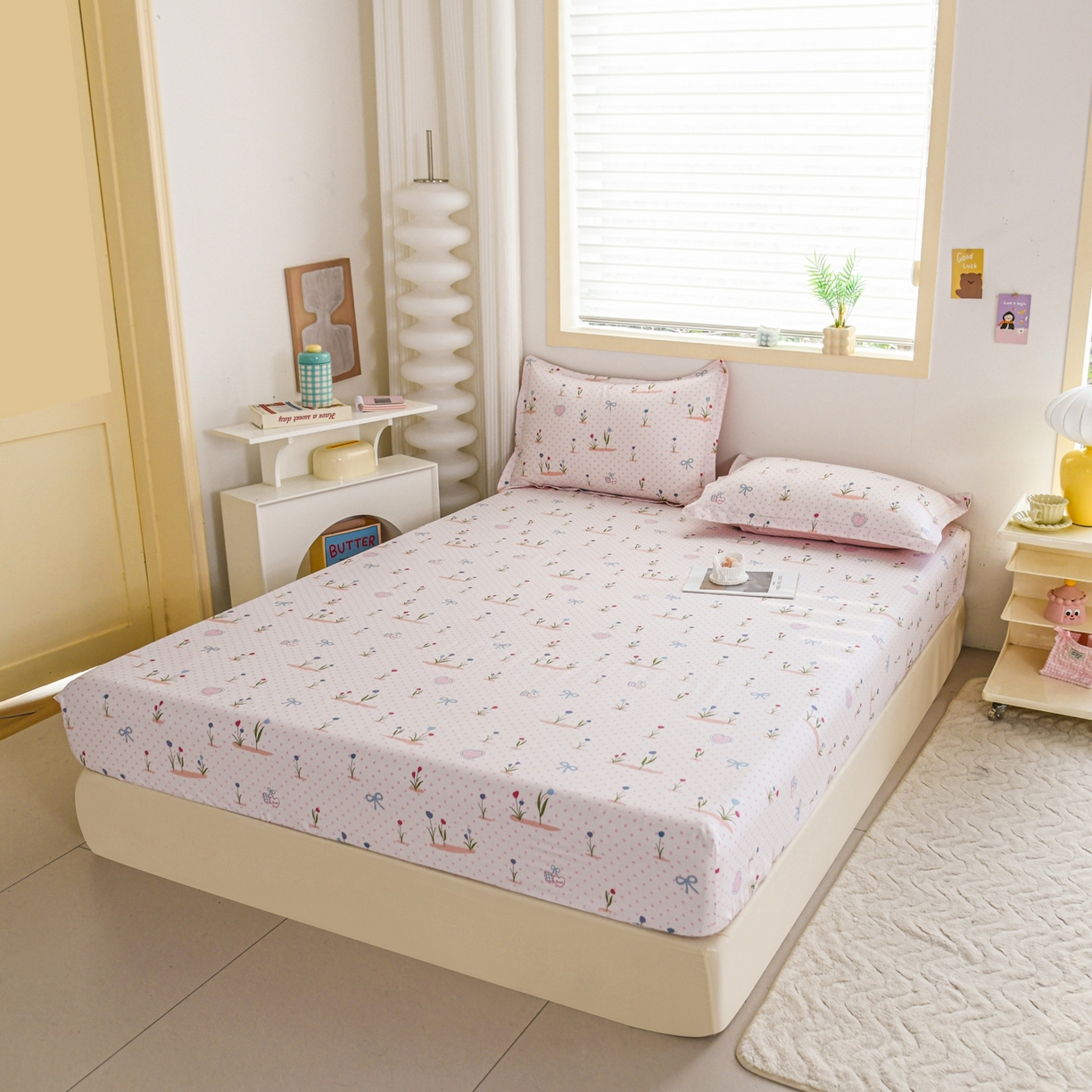 91家纺网 家纺一手货源 找家纺 缘舒家纺 2026新款全棉纯棉印花单床笠床笠单件 软萌芽芽