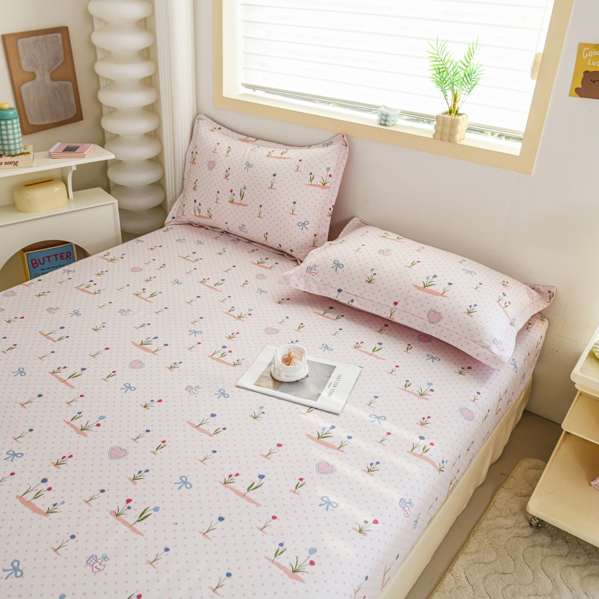 91家纺网 家纺一手货源 找家纺 缘舒家纺 2026新款全棉纯棉印花单床笠床笠单件 软萌芽芽