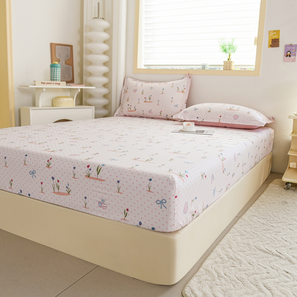 91家纺网 家纺一手货源 找家纺 缘舒家纺 2026新款全棉纯棉印花单床笠床笠单件 软萌芽芽