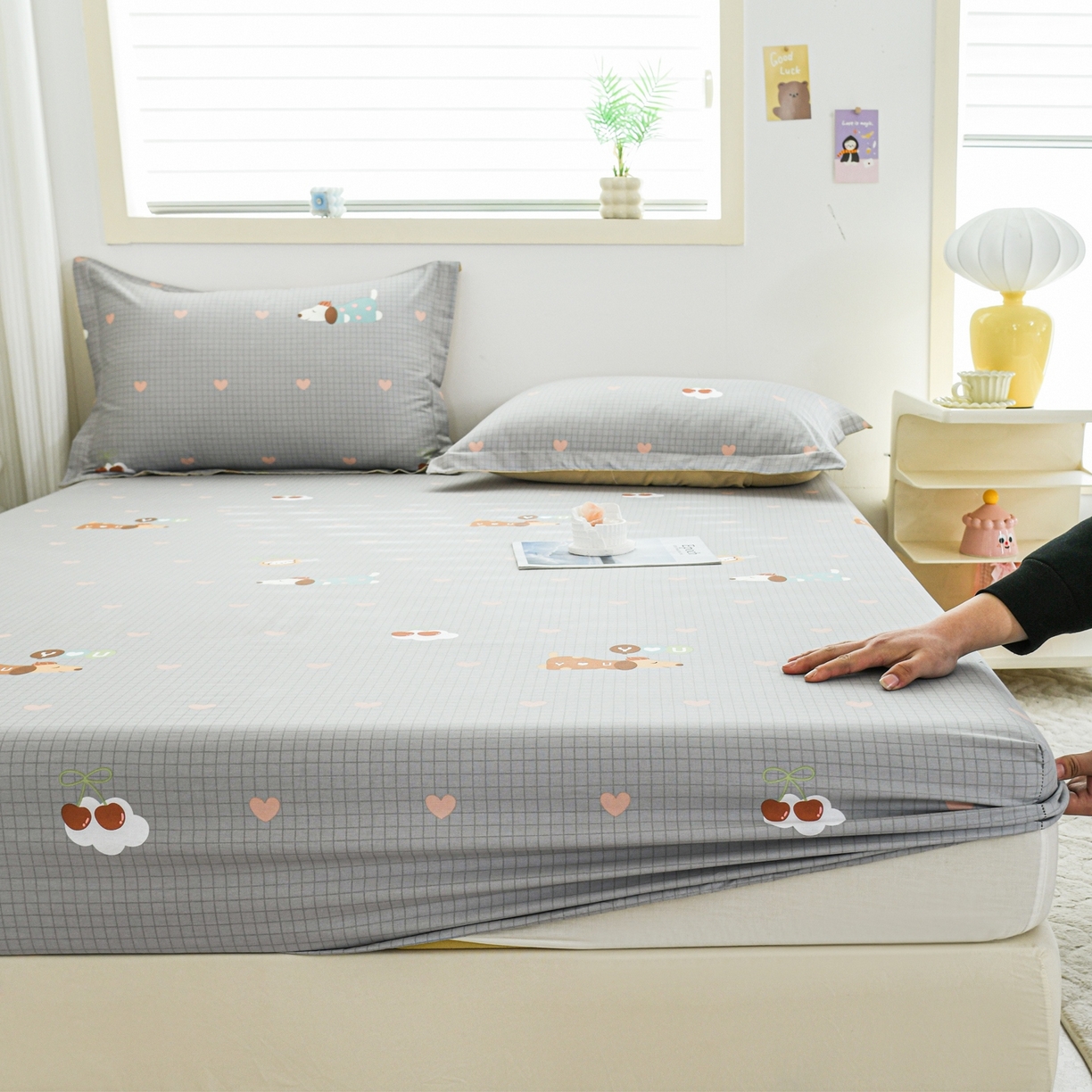 91家纺网 家纺一手货源 找家纺 缘舒家纺 2026新款全棉纯棉印花单床笠床笠单件 甜梦