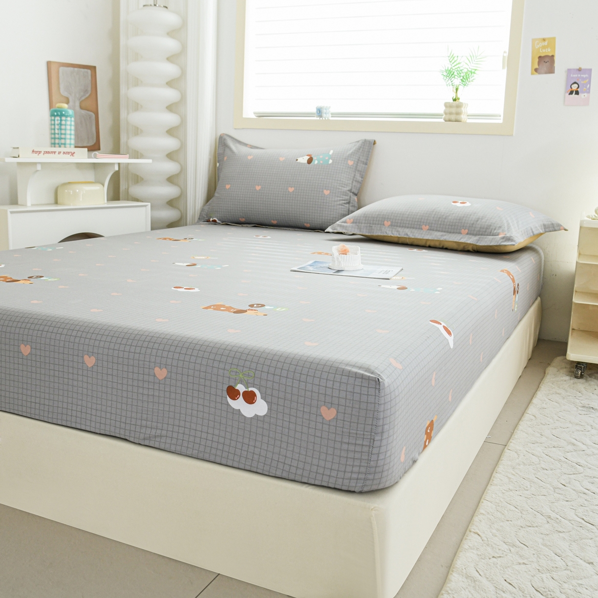 91家纺网 家纺一手货源 找家纺 缘舒家纺 2026新款全棉纯棉印花单床笠床笠单件 甜梦