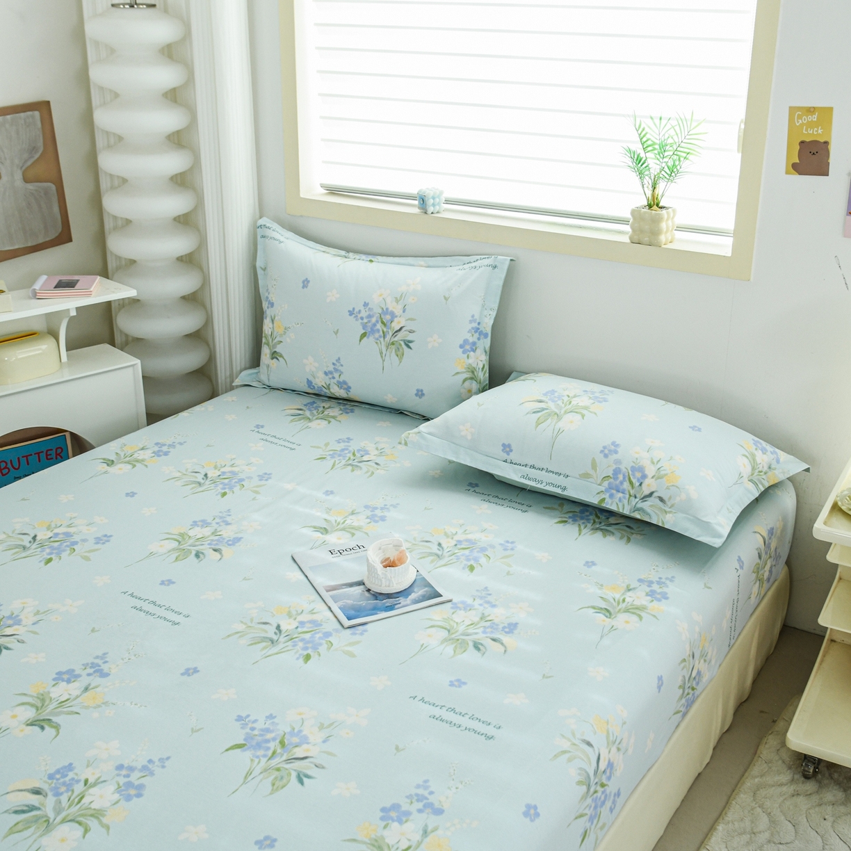 91家纺网 家纺一手货源 找家纺 缘舒家纺 2026新款全棉纯棉印花单床笠床笠单件 雾莲