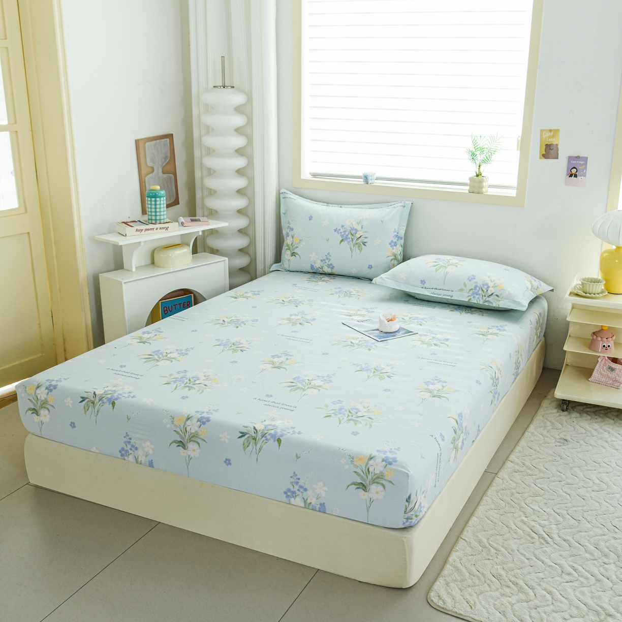 91家纺网 家纺一手货源 找家纺 缘舒家纺 2026新款全棉纯棉印花单床笠床笠单件 雾莲