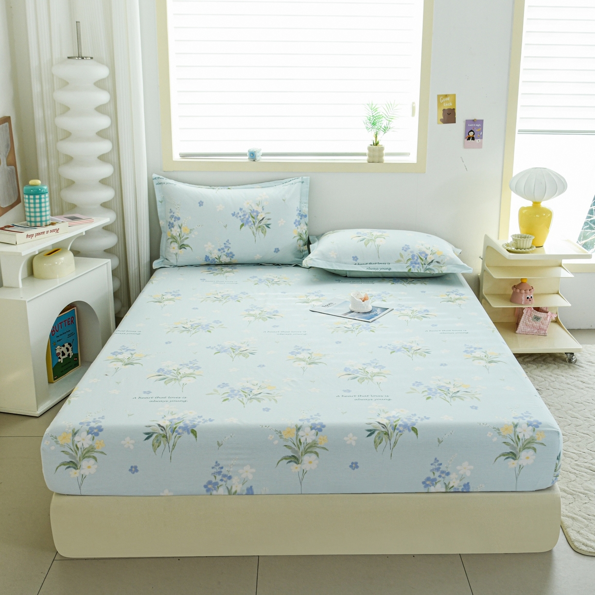 91家纺网 家纺一手货源 找家纺 缘舒家纺 2026新款全棉纯棉印花单床笠床笠单件 雾莲