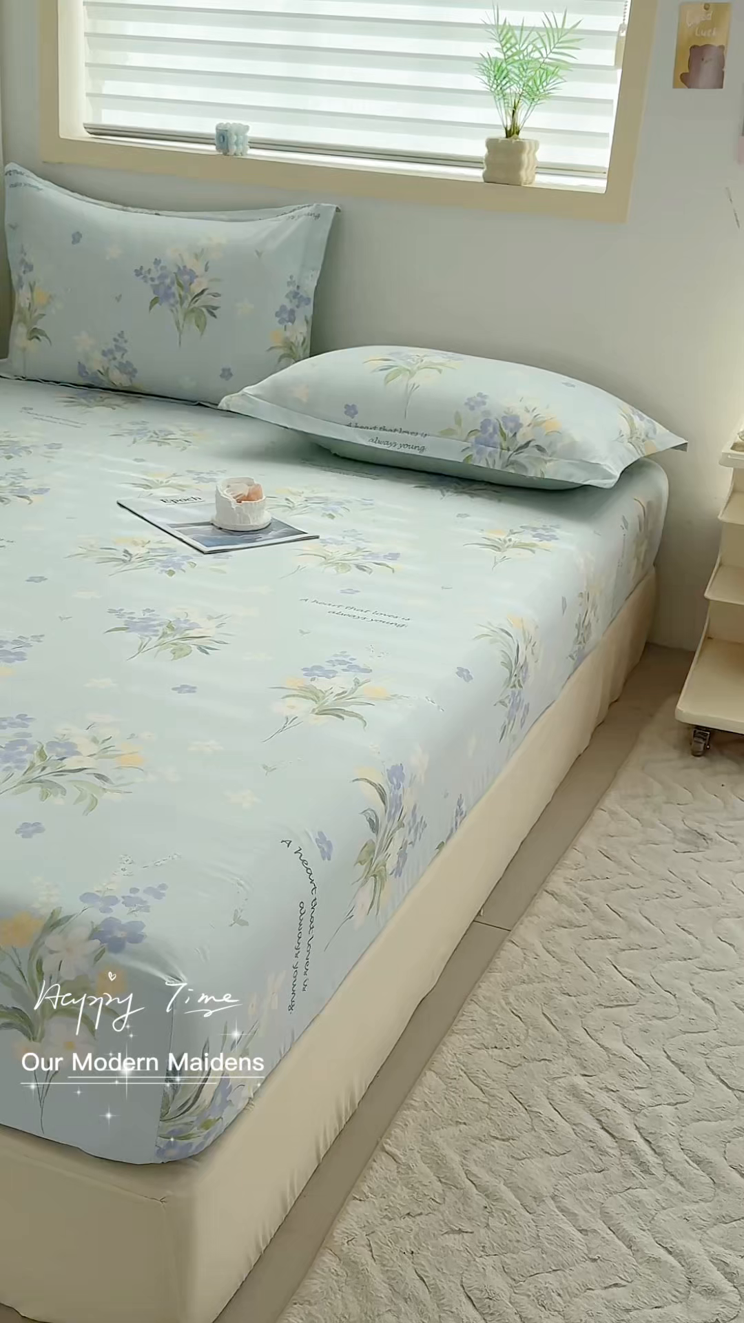 91家纺网 家纺一手货源 找家纺 缘舒家纺 2026新款全棉纯棉印花单床笠床笠单件 雾莲