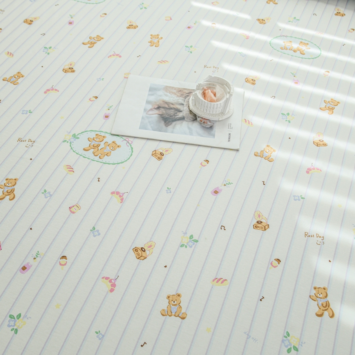 91家纺网 家纺一手货源 找家纺 缘舒家纺 2026新款全棉纯棉印花单床笠床笠单件 小熊假日