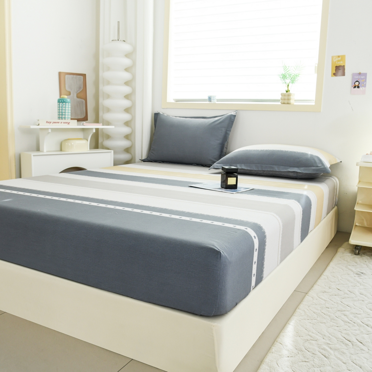 91家纺网 家纺一手货源 找家纺 缘舒家纺 2026新款全棉纯棉印花单床笠床笠单件 星辰大海