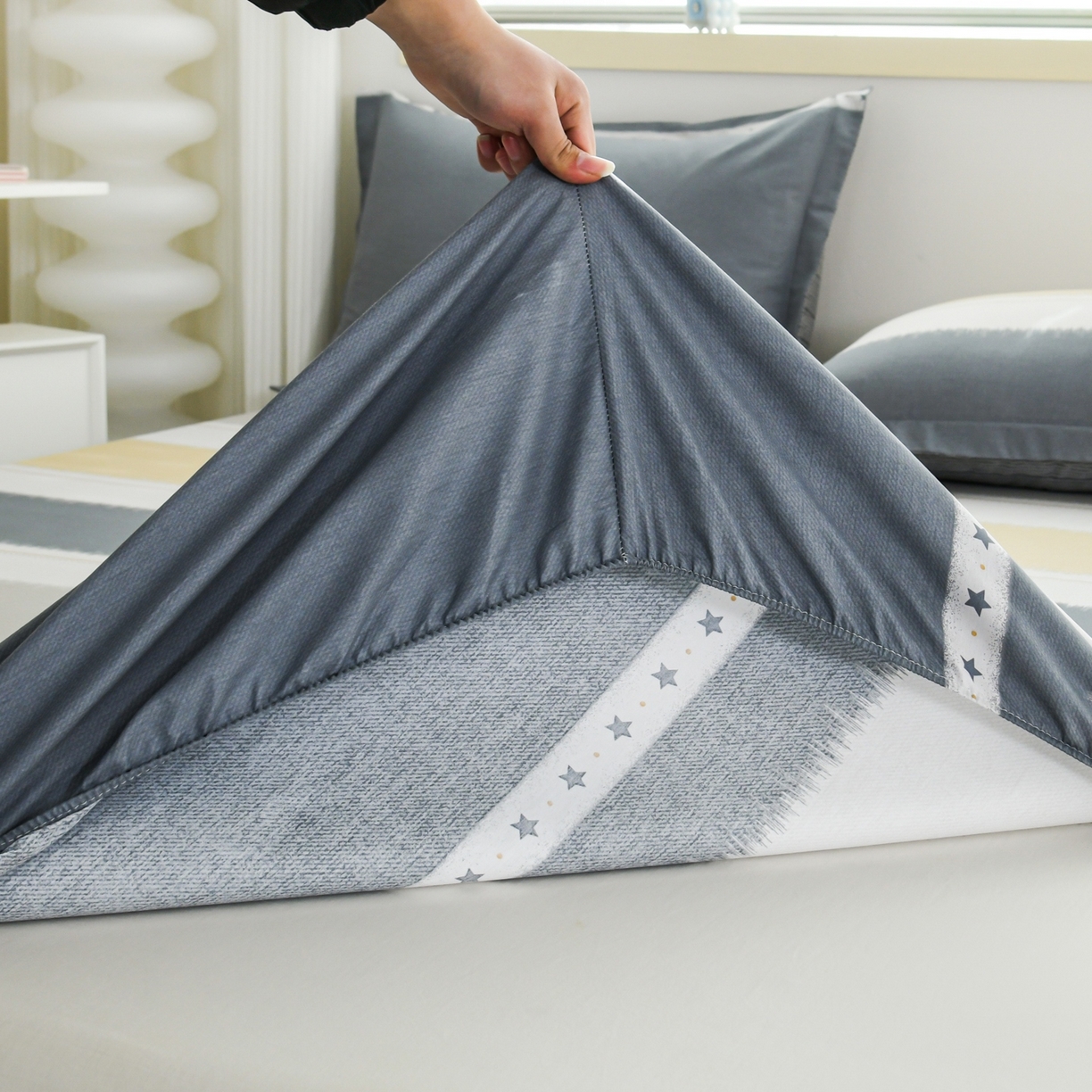 91家纺网 家纺一手货源 找家纺 缘舒家纺 2026新款全棉纯棉印花单床笠床笠单件 星辰大海