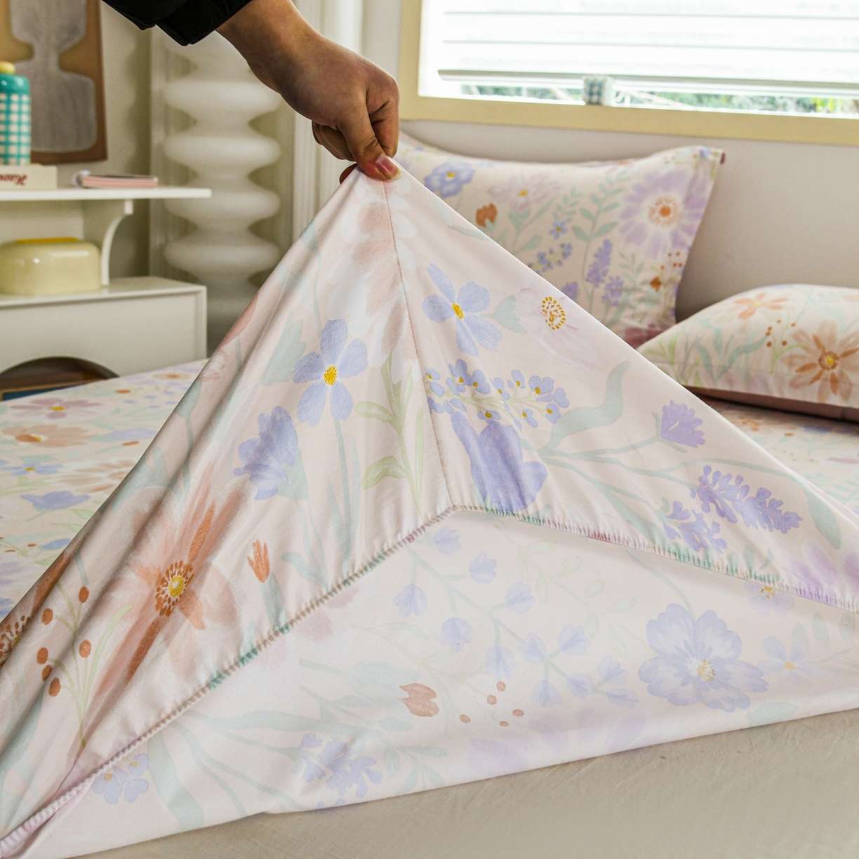 91家纺网 家纺一手货源 找家纺 缘舒家纺 2026新款全棉纯棉印花单床笠床笠单件 妍染